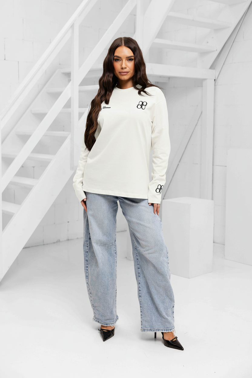 Symbol Longsleeve Dames Off-White/Zwart v3