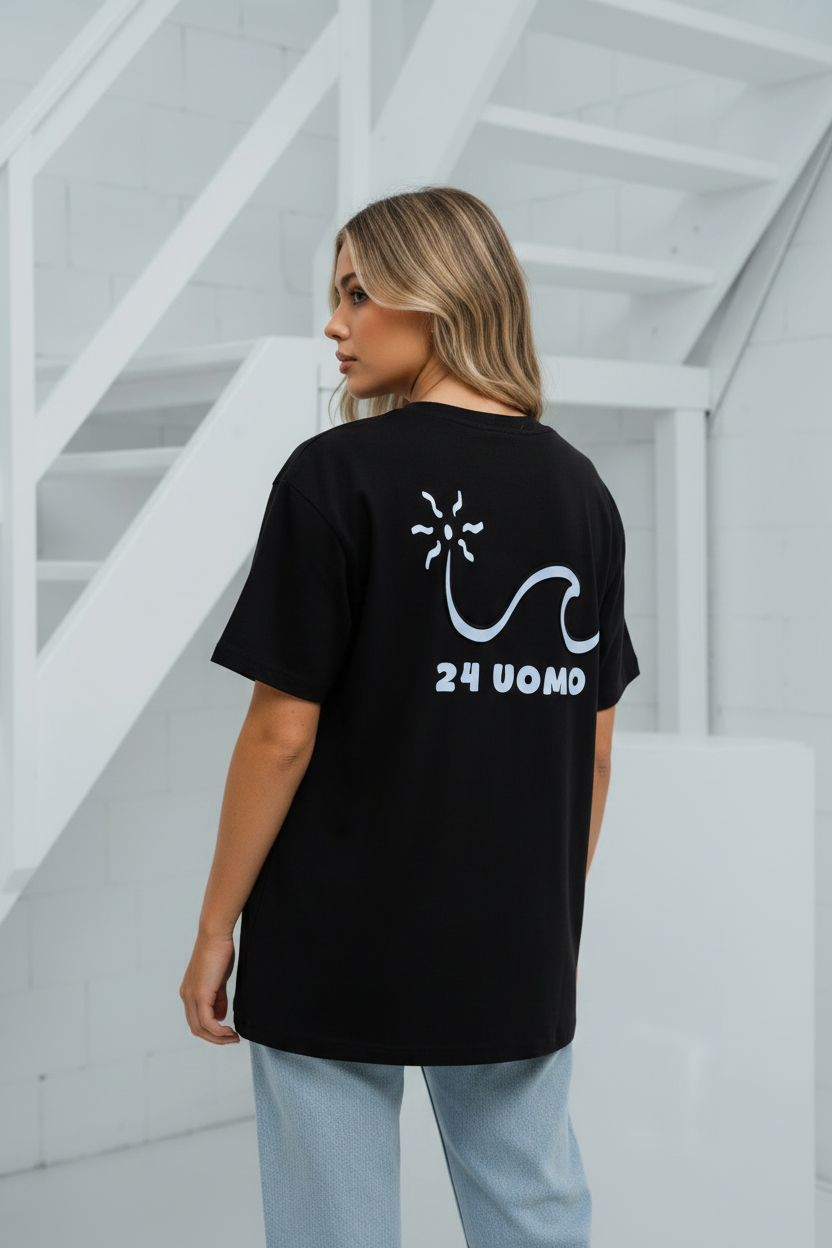 Wave T-shirt Men Black