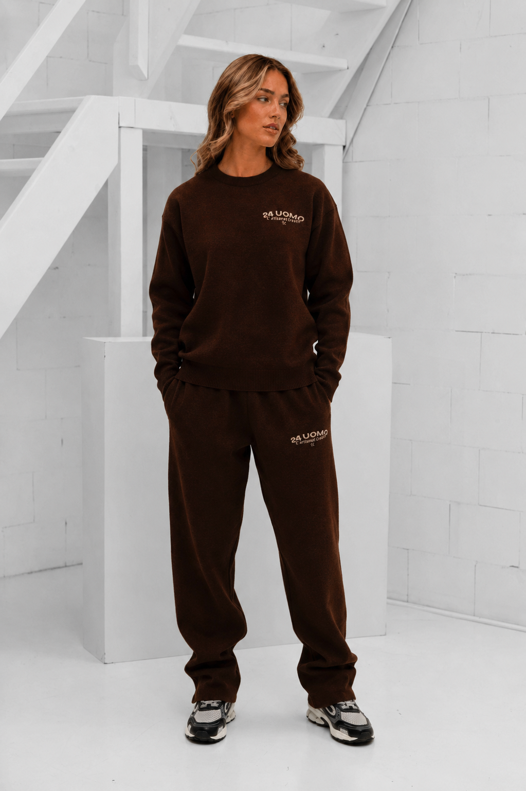 L'artisanat Creatif Knitted Trainingspak Dames Bruin