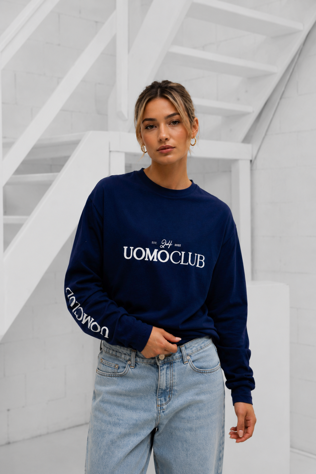 Icon Longsleeve Shirt Dames Donkerblauw
