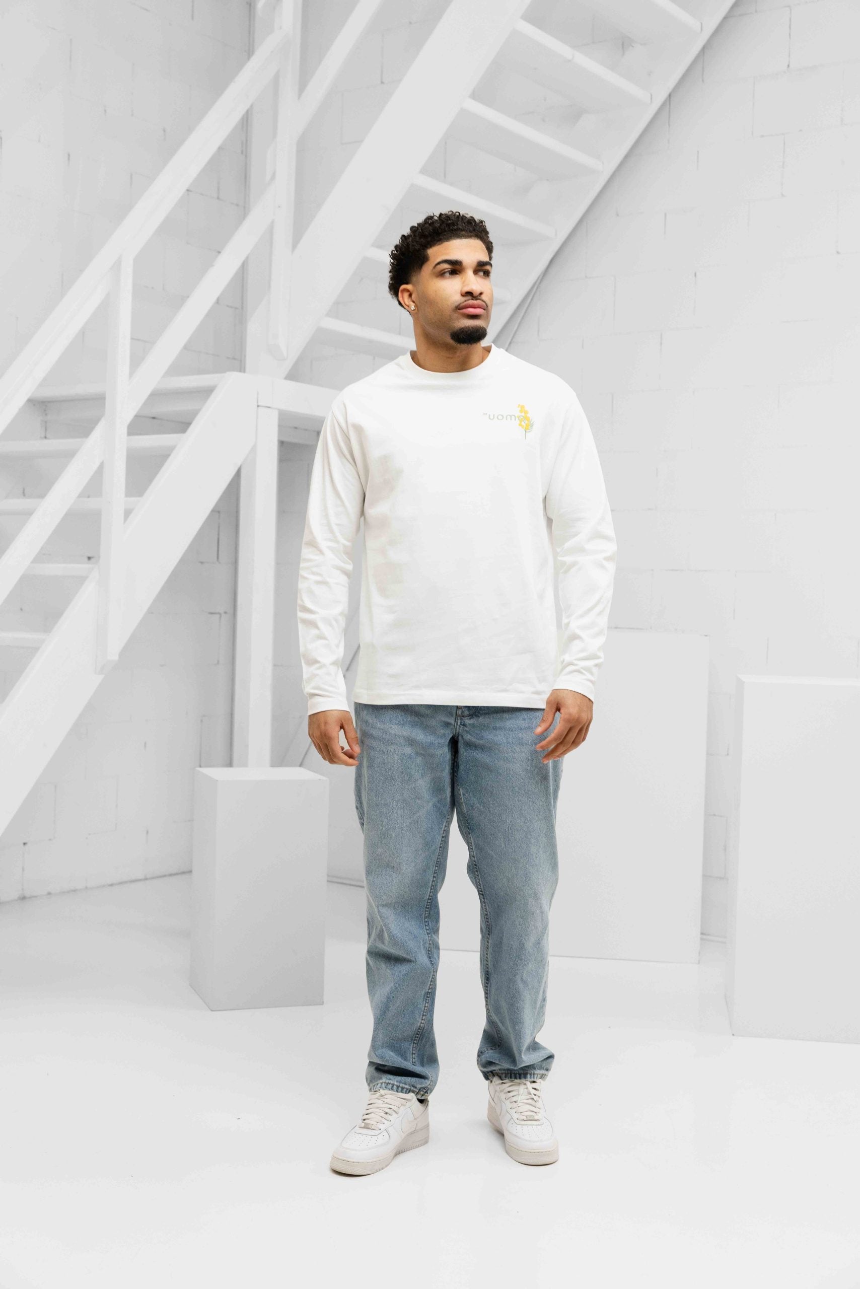 Flower Longsleeve Shirt Heren Off-White