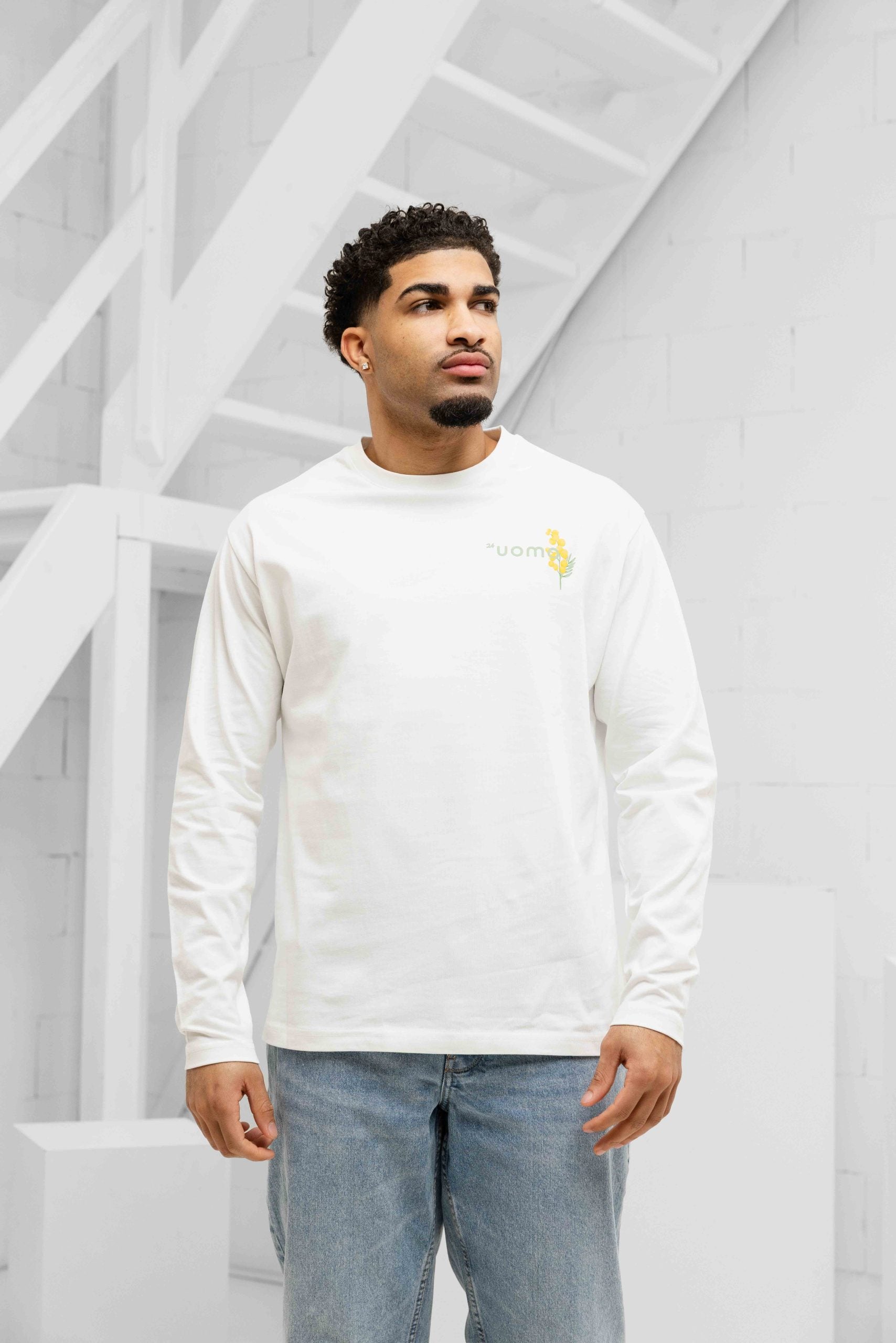 Flower Longsleeve Shirt Heren Off-White