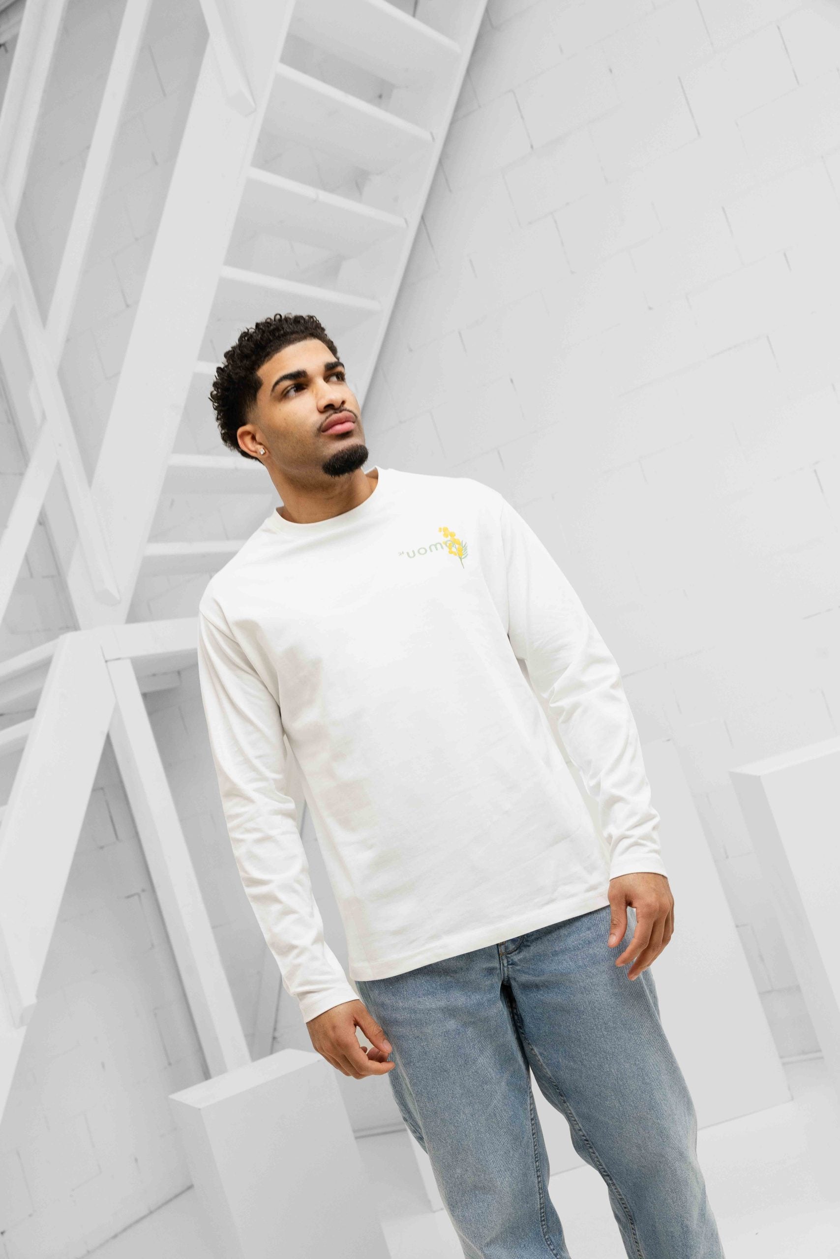 Flower Longsleeve Shirt Heren Off-White