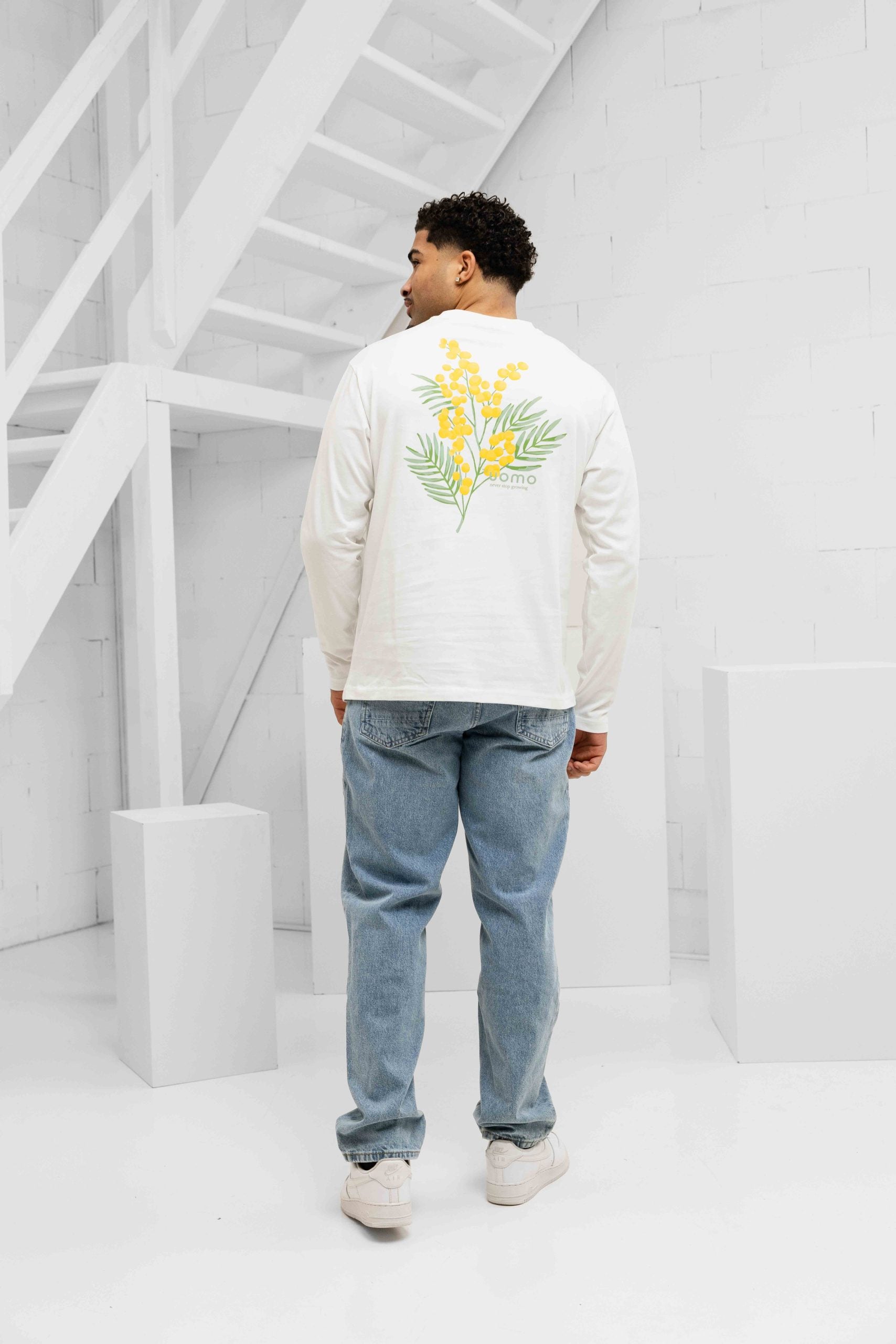 Flower Longsleeve Shirt Heren Off-White