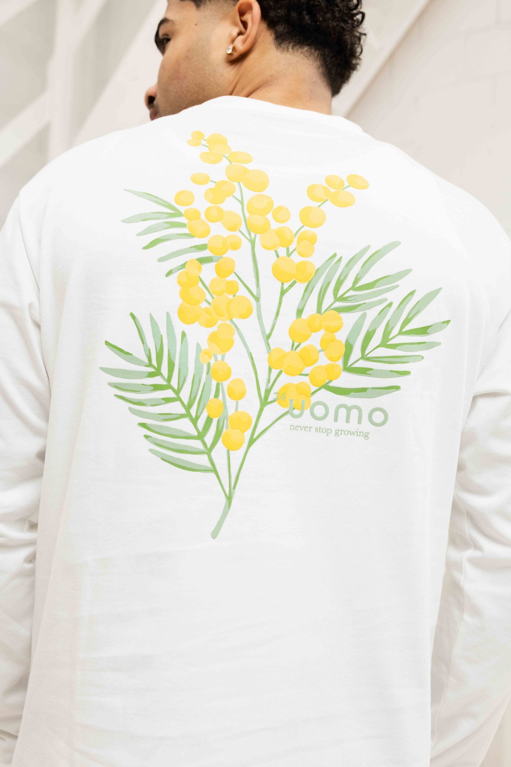 Flower Longsleeve Shirt Heren Off-White