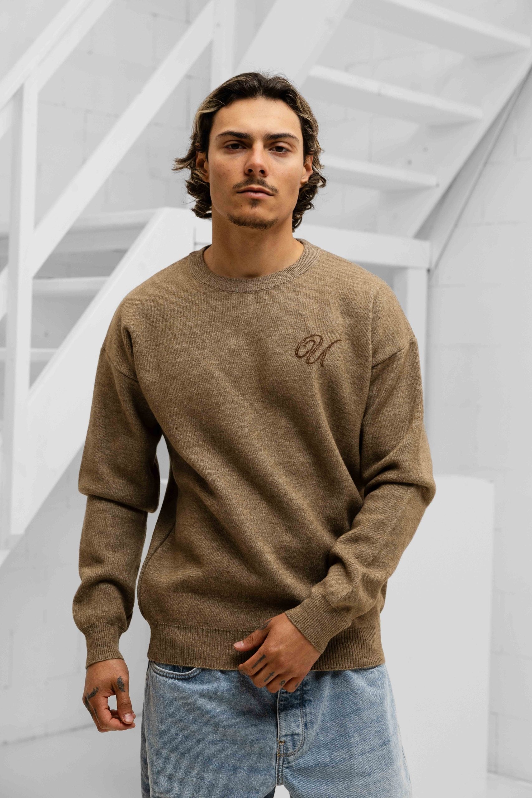 Creative Season Knitted Sweater Heren Beige PRE-ORDER 8 SEPTEMBER