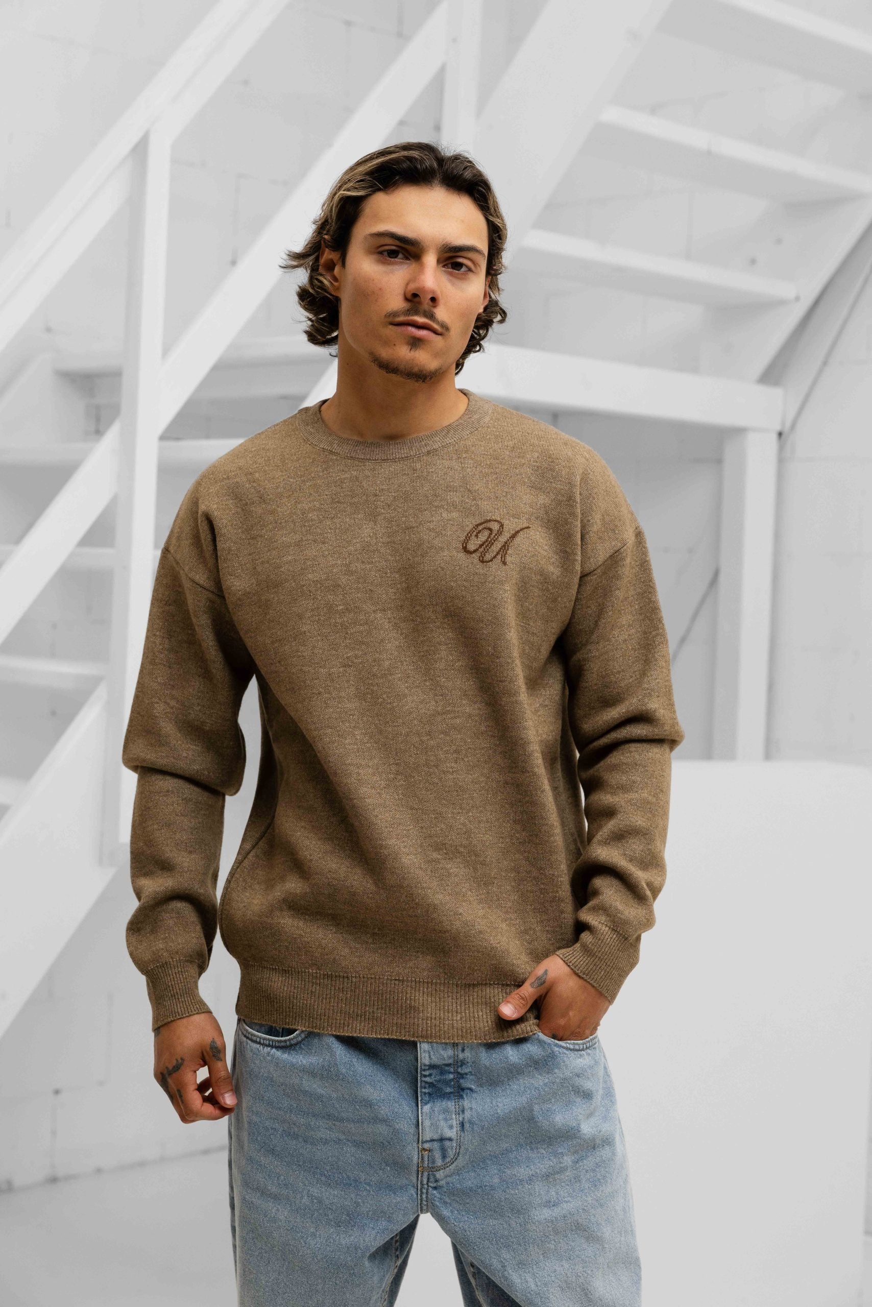 Creative Season Knitted Sweater Heren Beige PRE-ORDER 8 SEPTEMBER