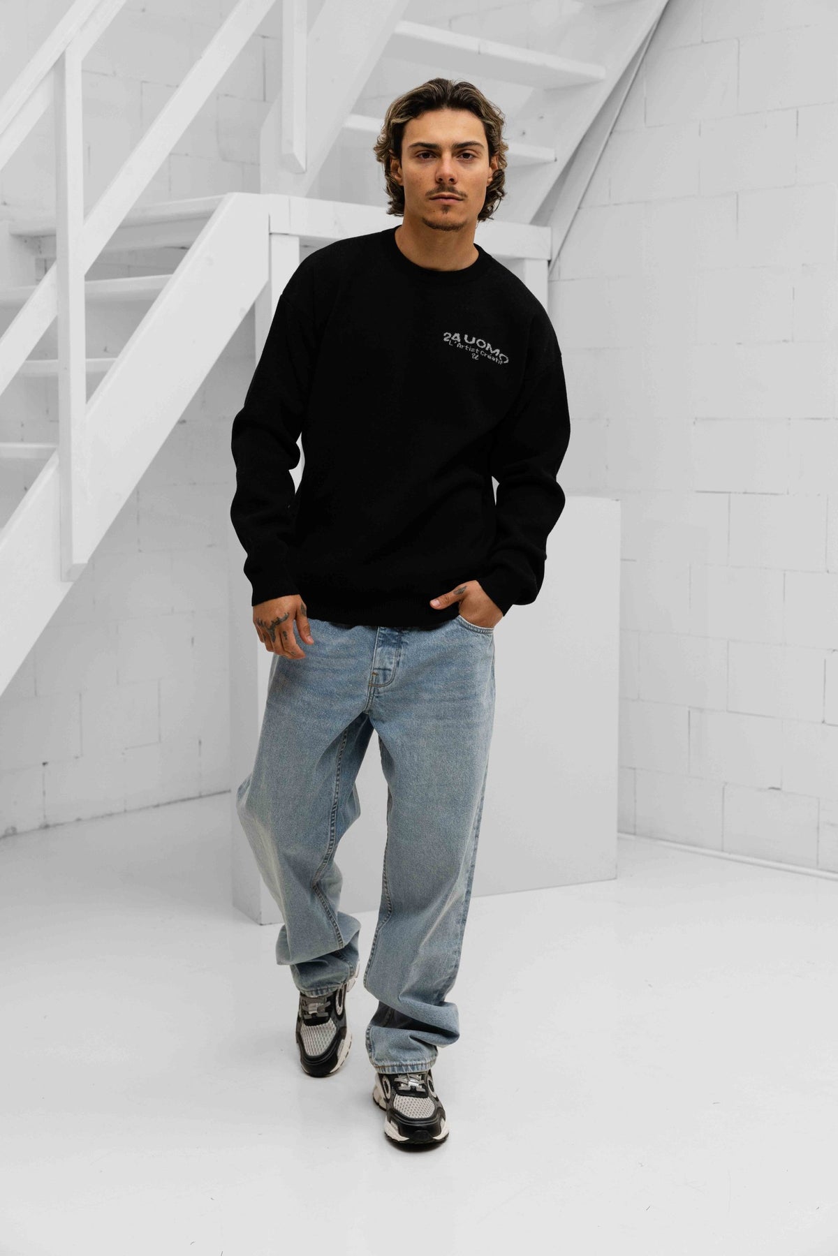 L'artisanat Creatif Knitted Sweater Heren Zwart