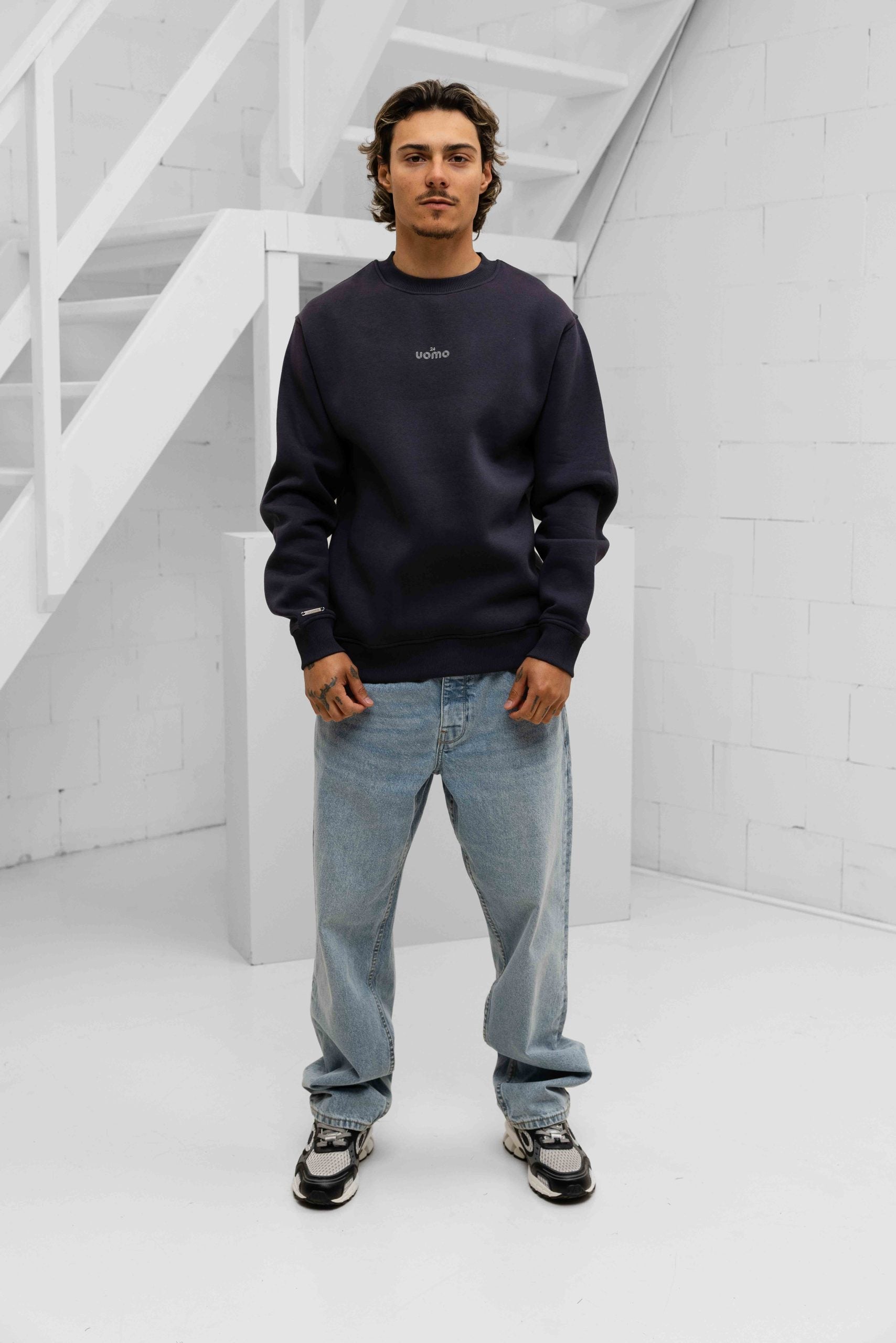 Logo Sweater Heren Donkergrijs