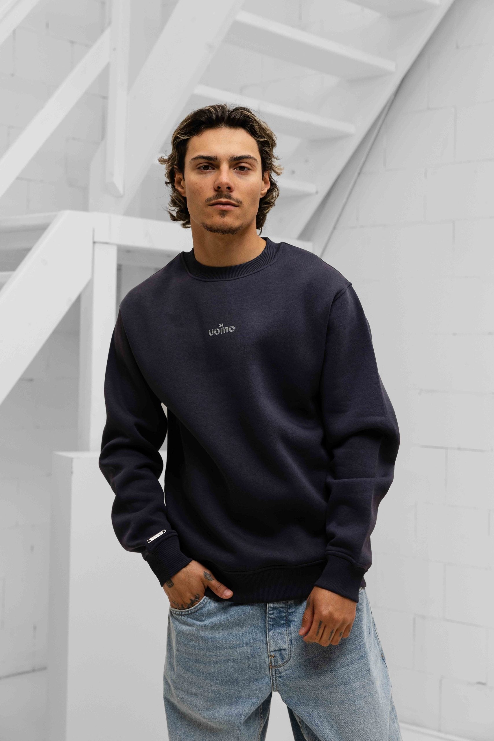 Logo Sweater Heren Donkergrijs
