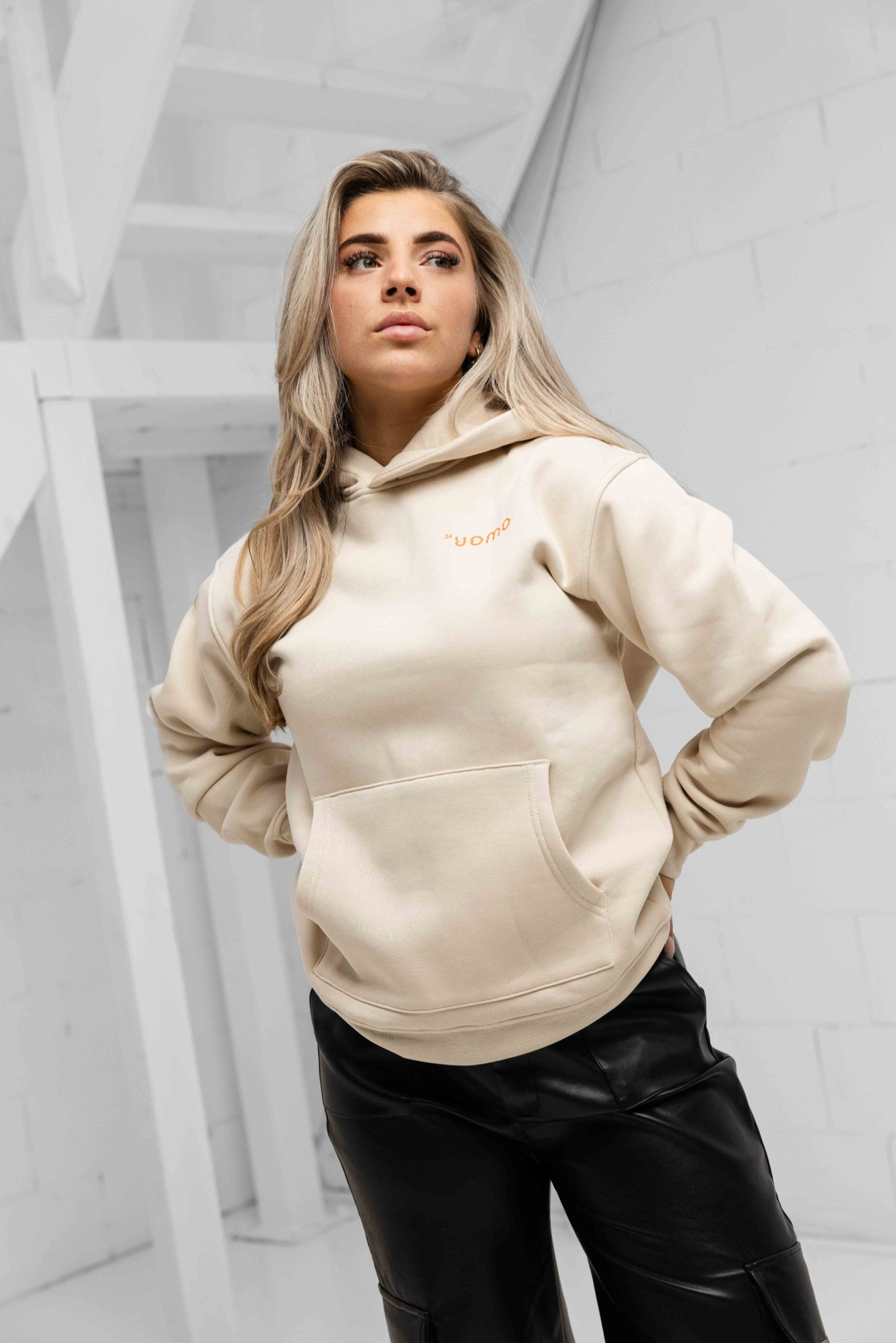 Mirror Hoodie Beige Dames