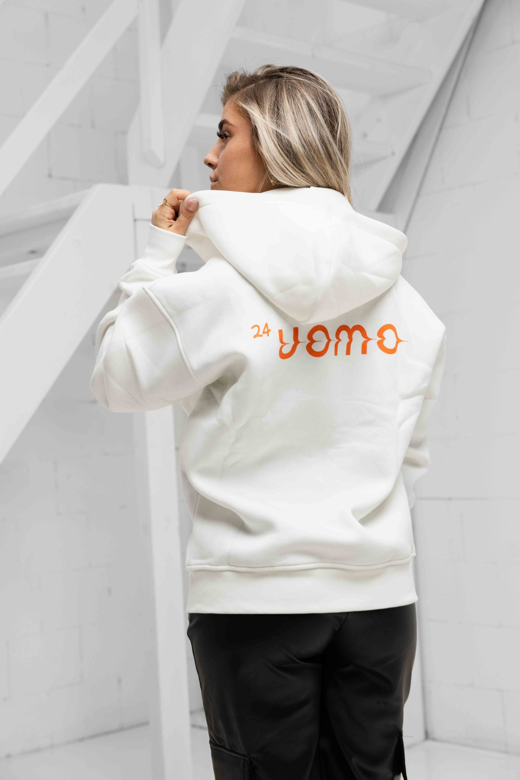 Mirror Zipped Oversized Hoodie Off-White Dames