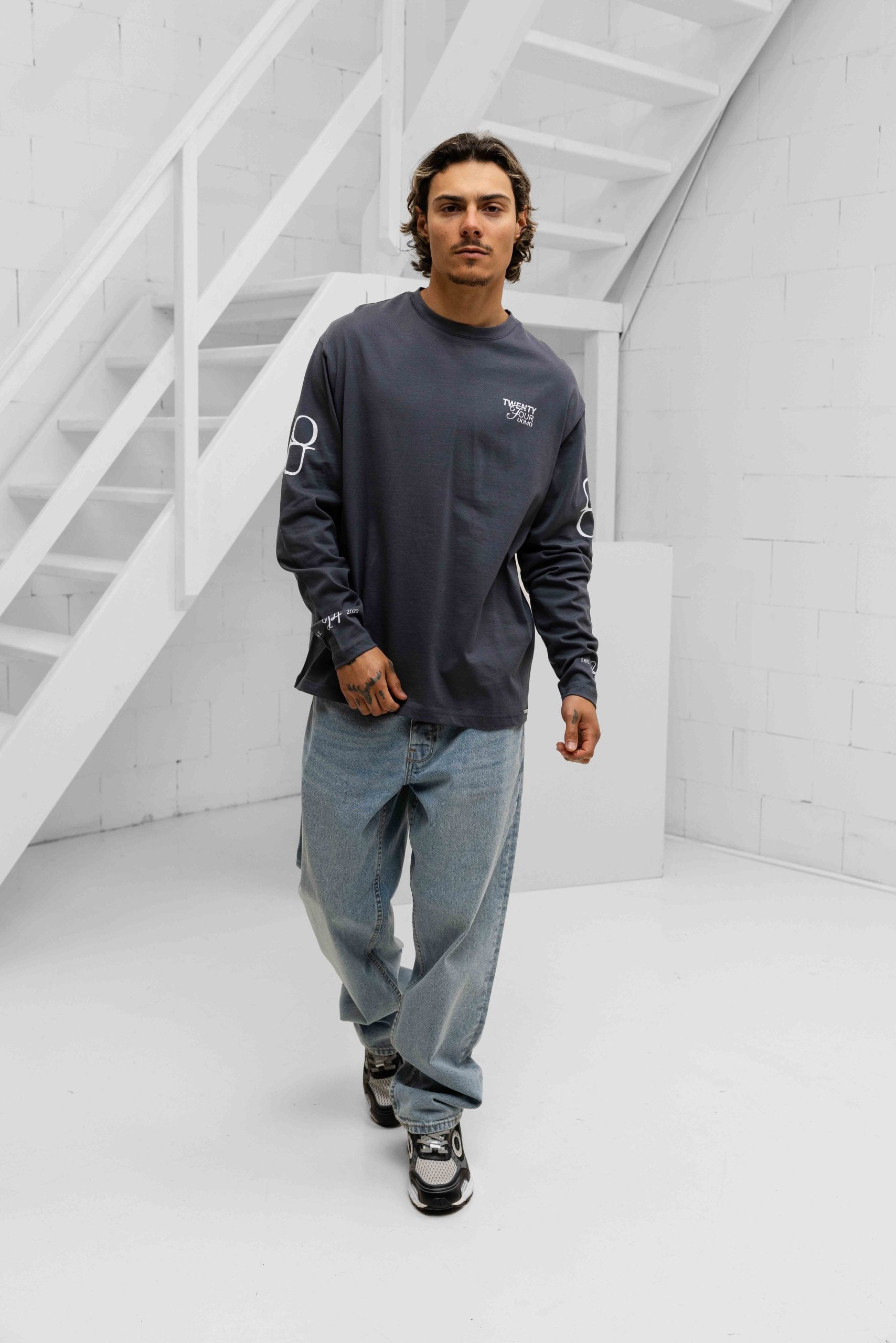 Signature Longsleeve Shirt Heren Donkergrijs