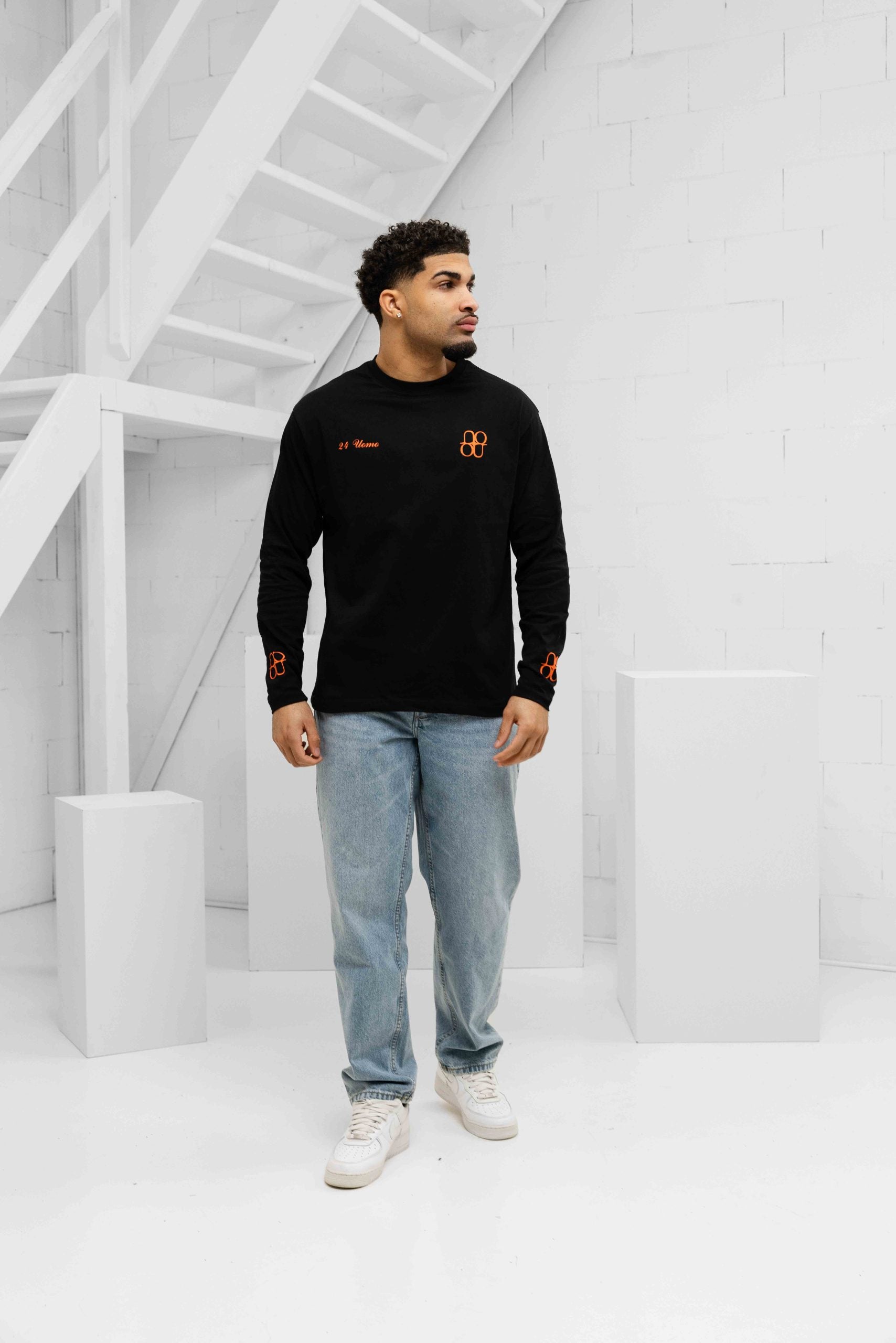 Symbol Longsleeve Shirt Heren Zwart/Oranje