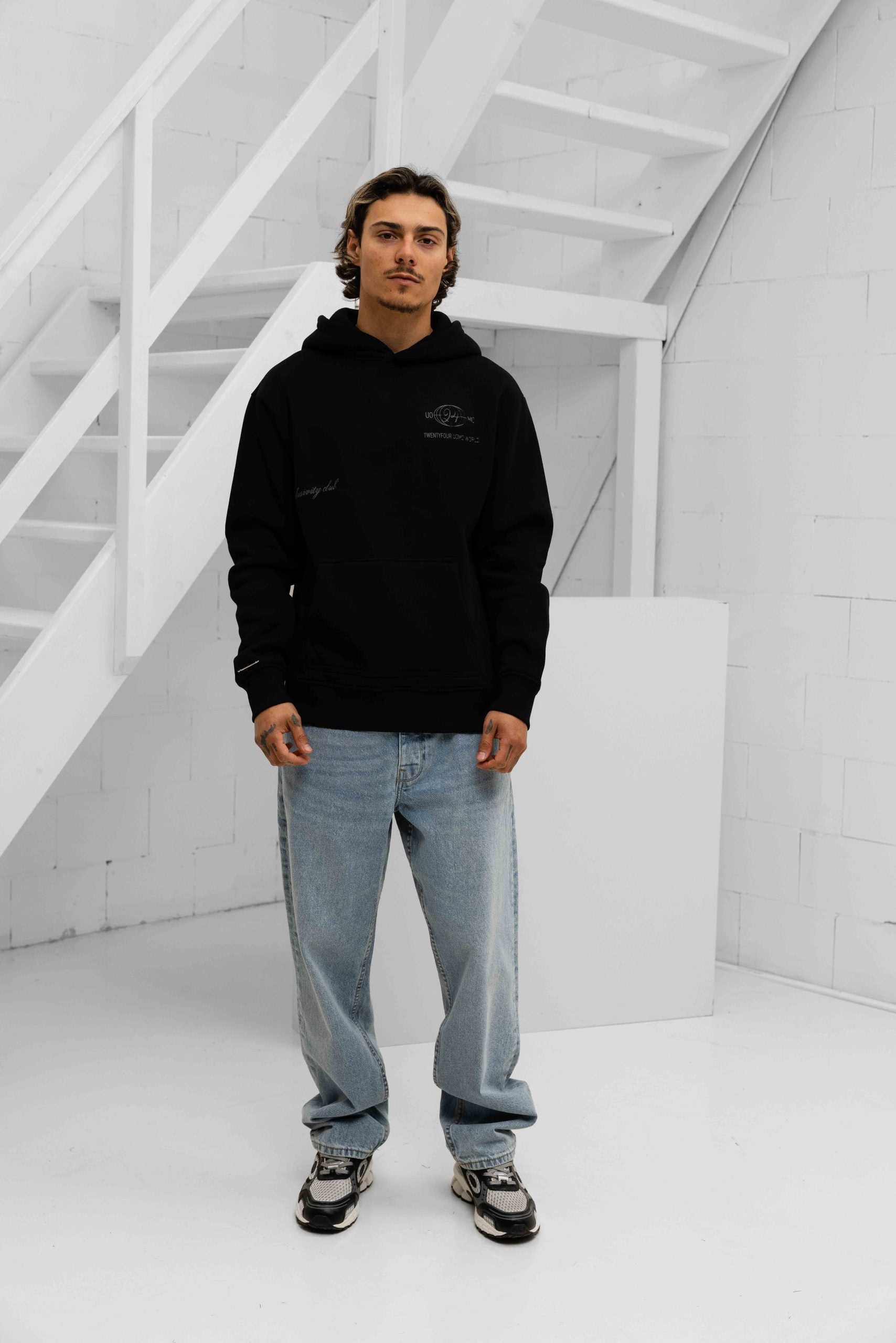 World Hoodie Heren Zwart