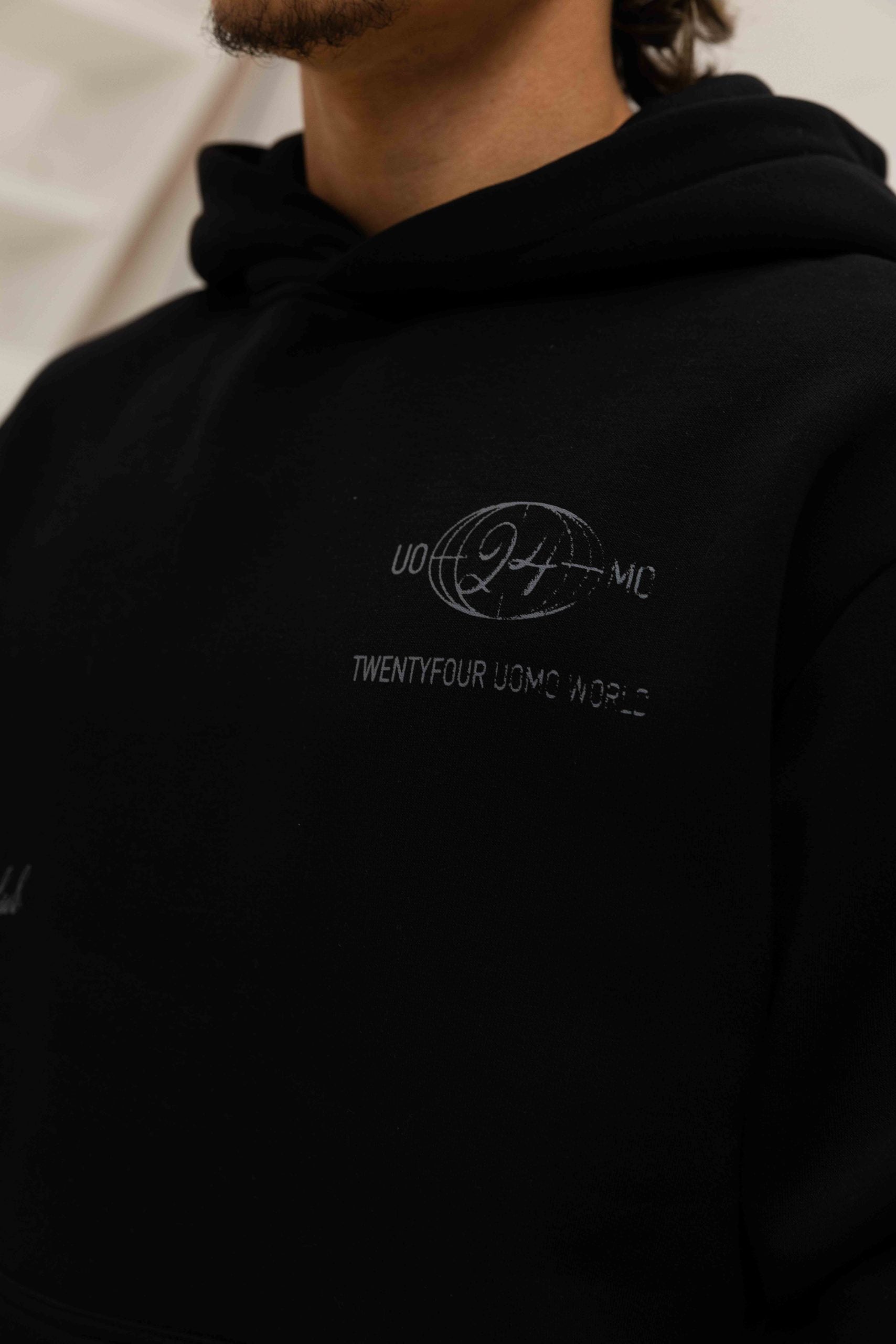 World Hoodie Heren Zwart
