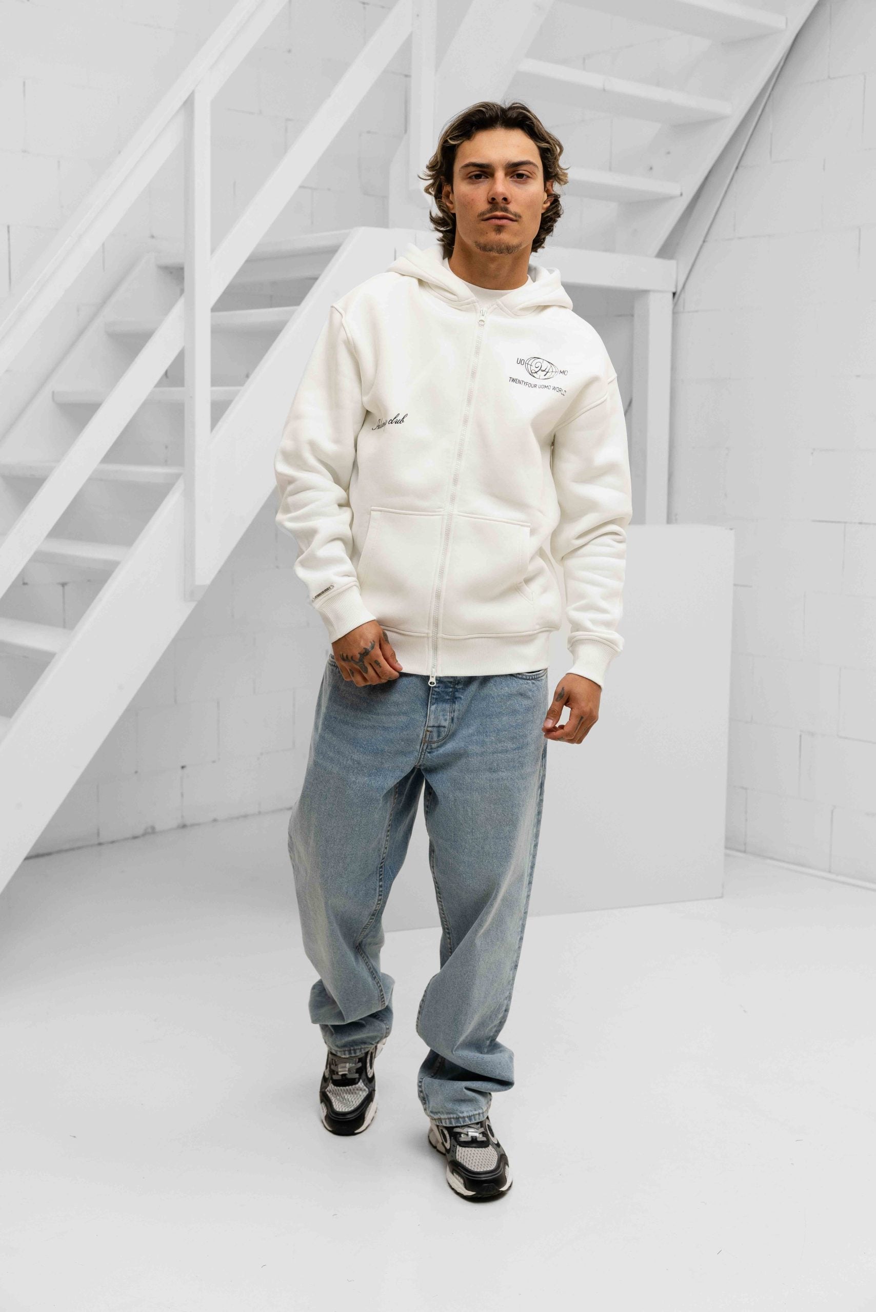 World Zipped Hoodie Heren Off-White
