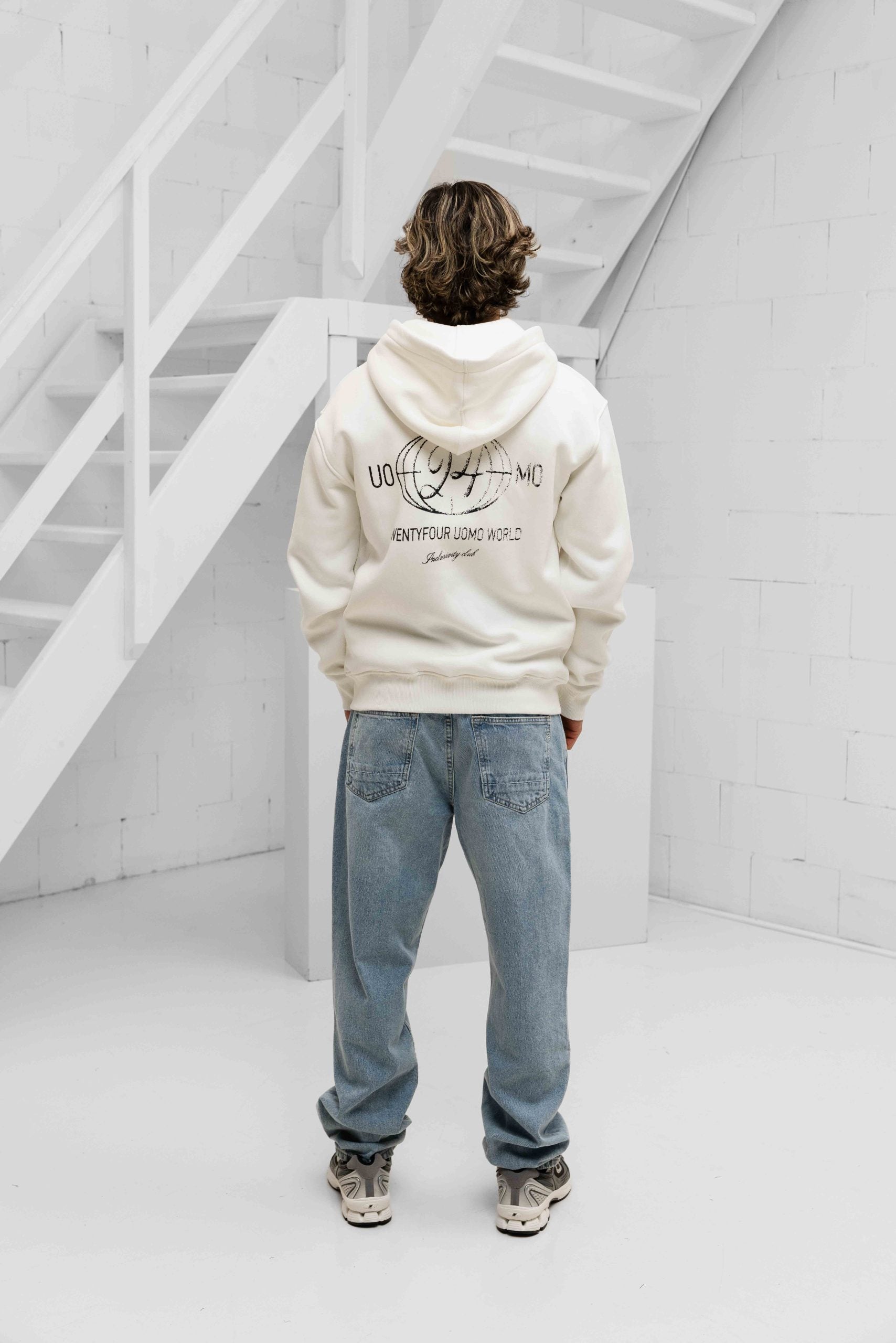 World Zipped Hoodie Heren Off-White