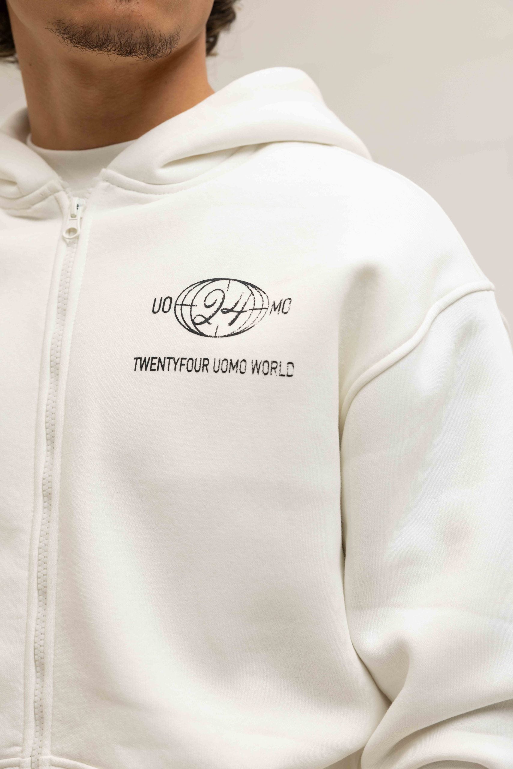 World Zipped Hoodie Heren Off-White