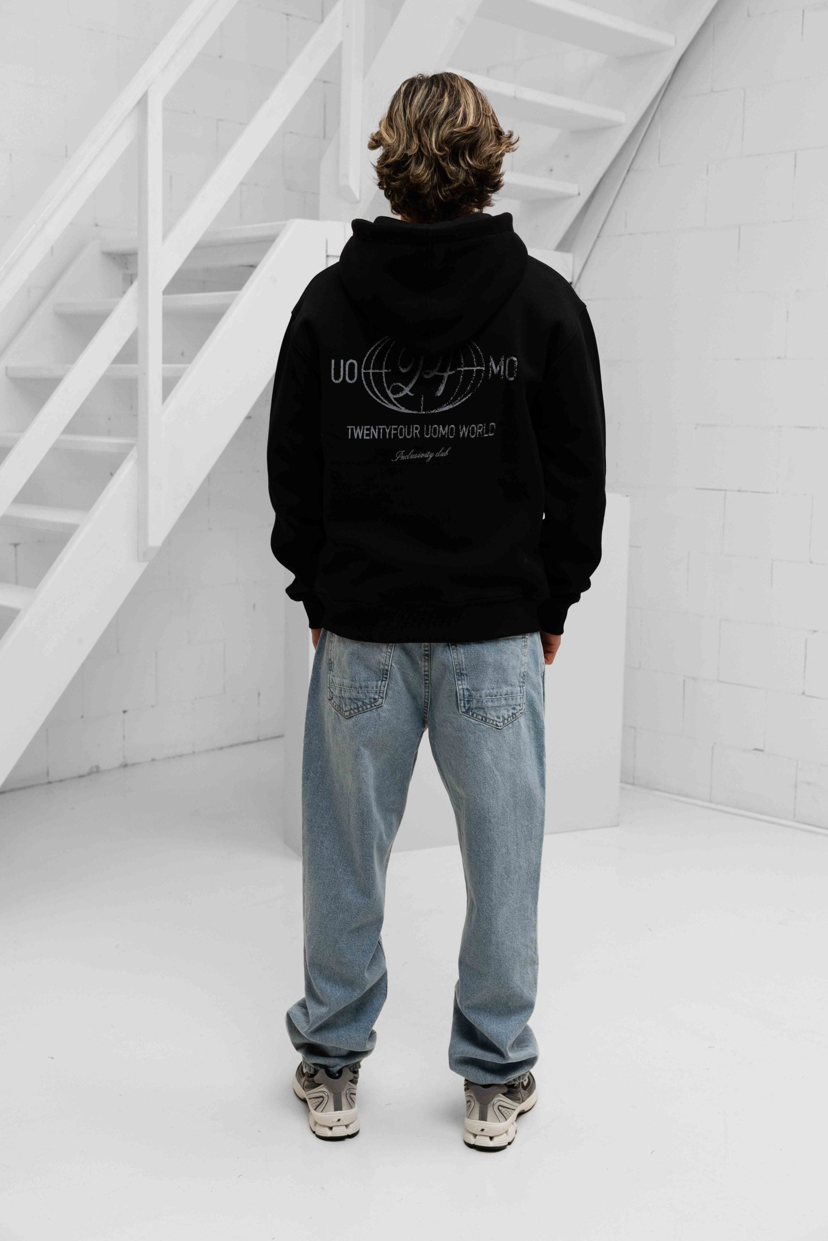 World Zipped Hoodie Heren Zwart