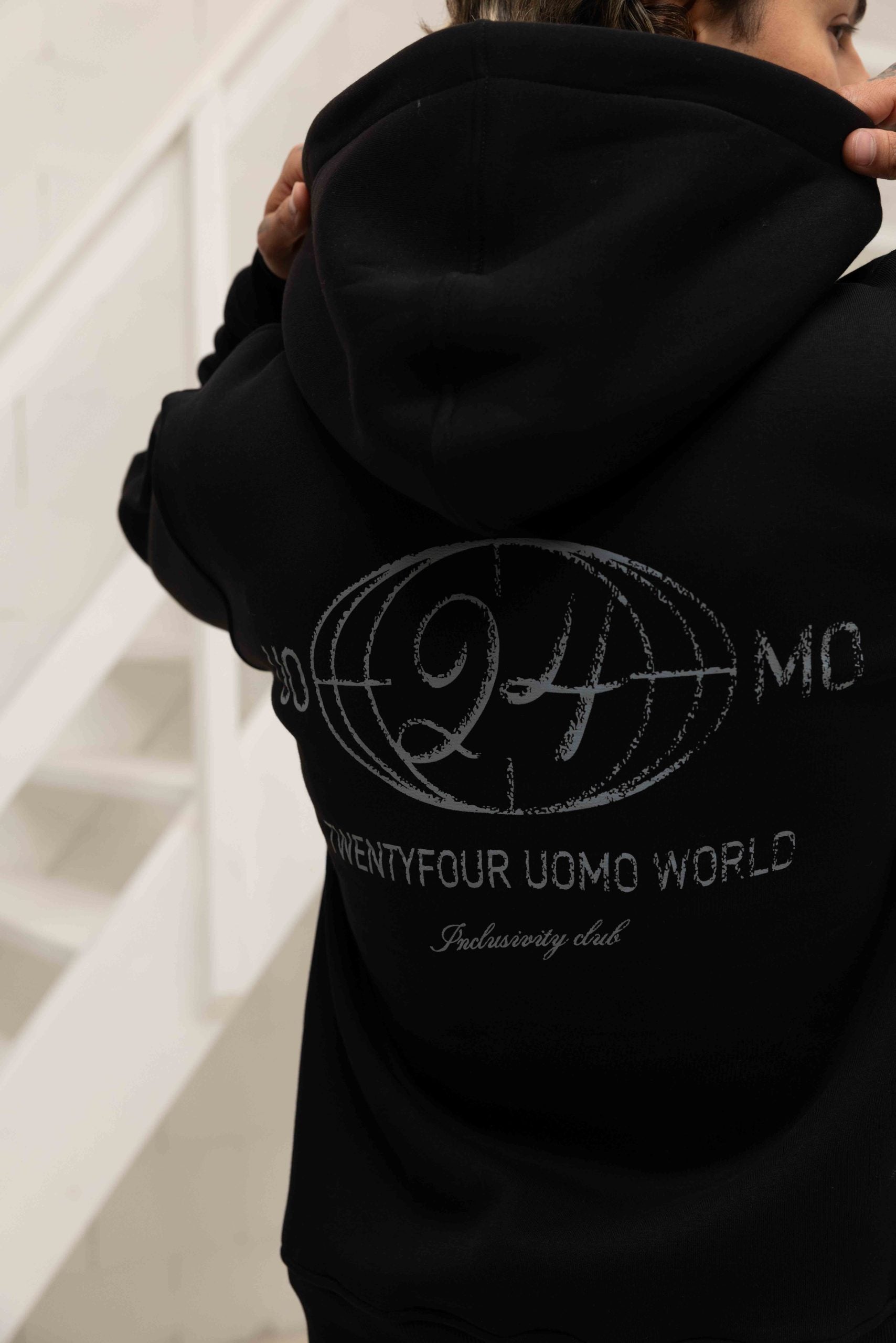 World Zipped Hoodie Heren Zwart