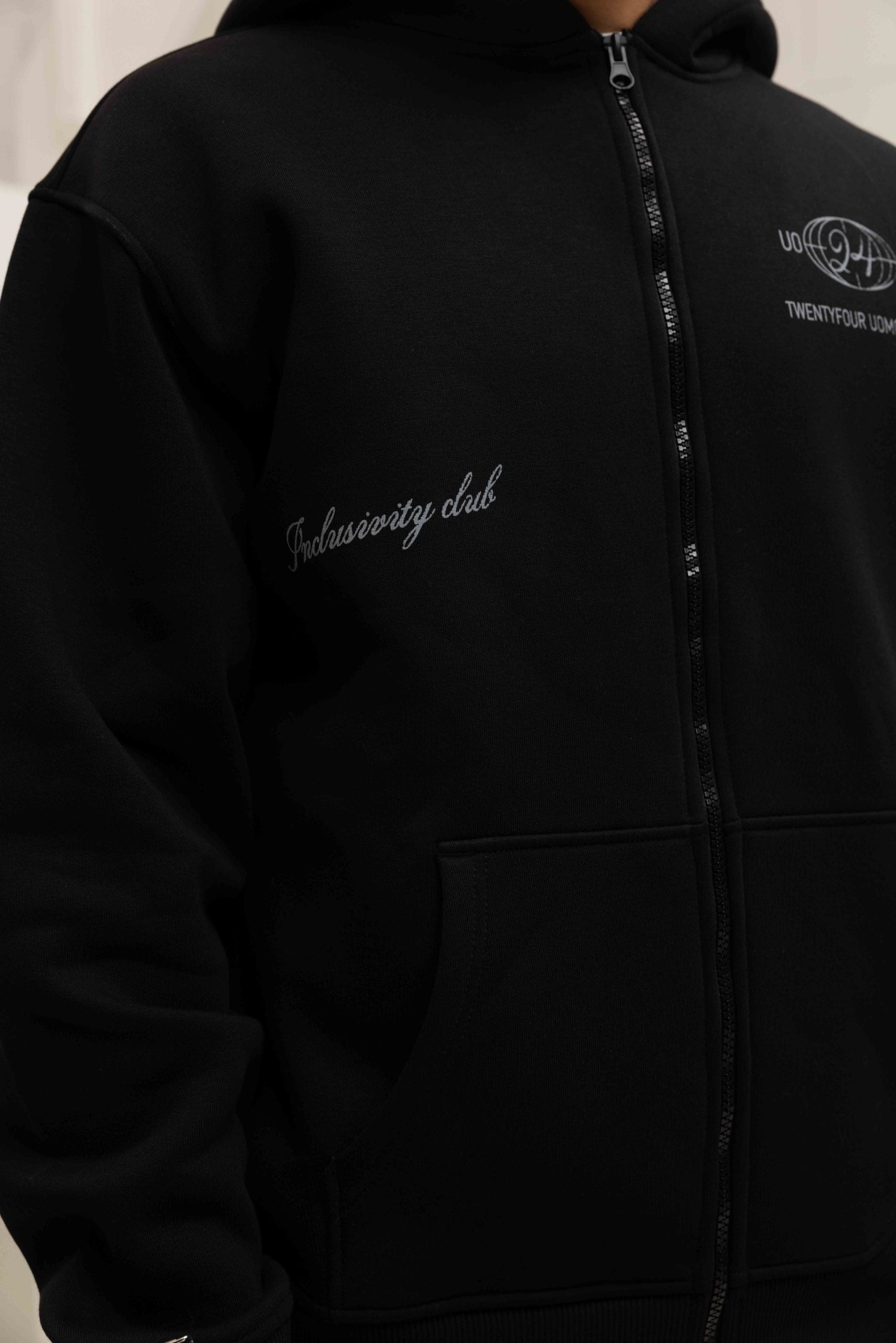 World Zipped Hoodie Heren Zwart