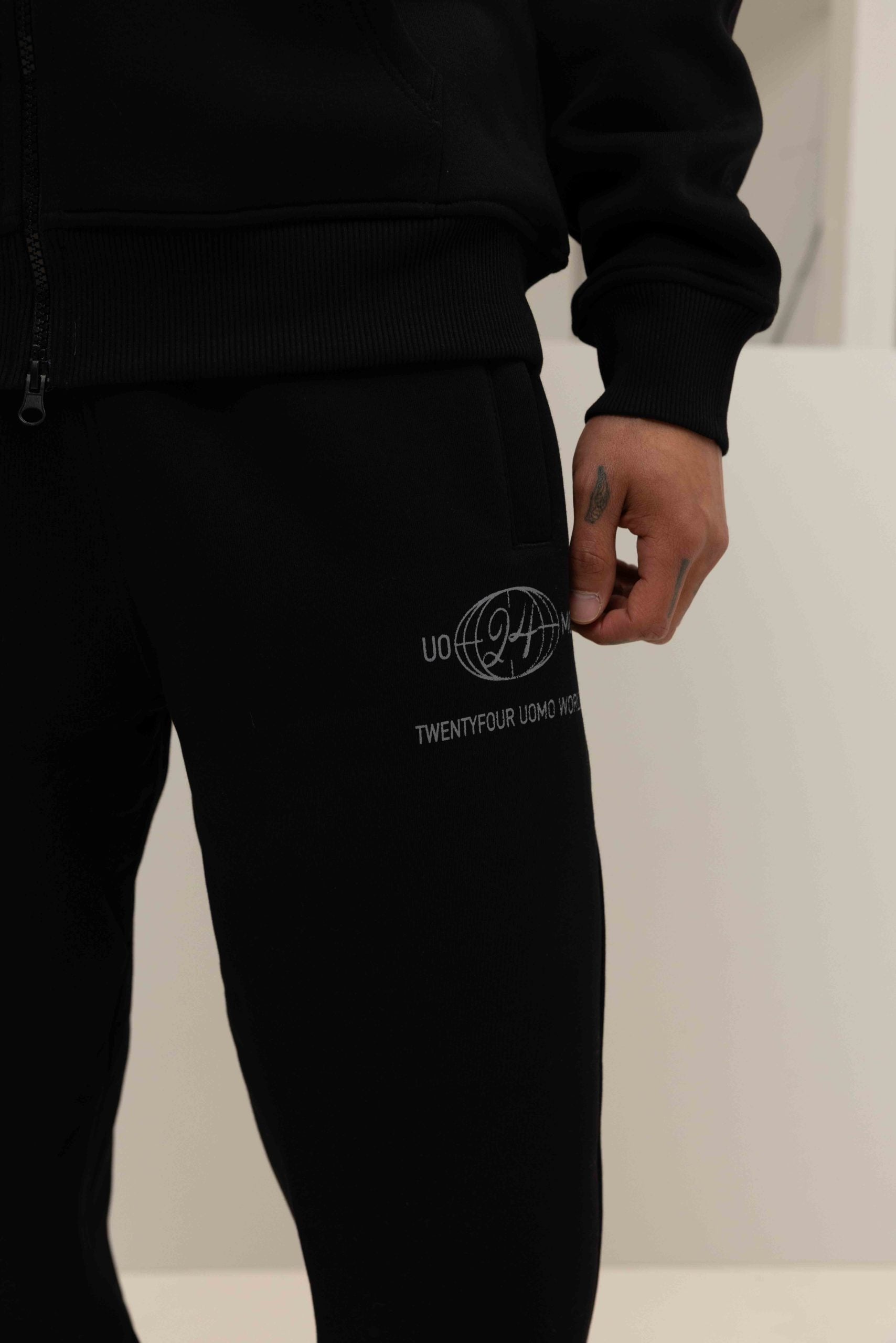 World Zipped Trainingspak Heren Zwart