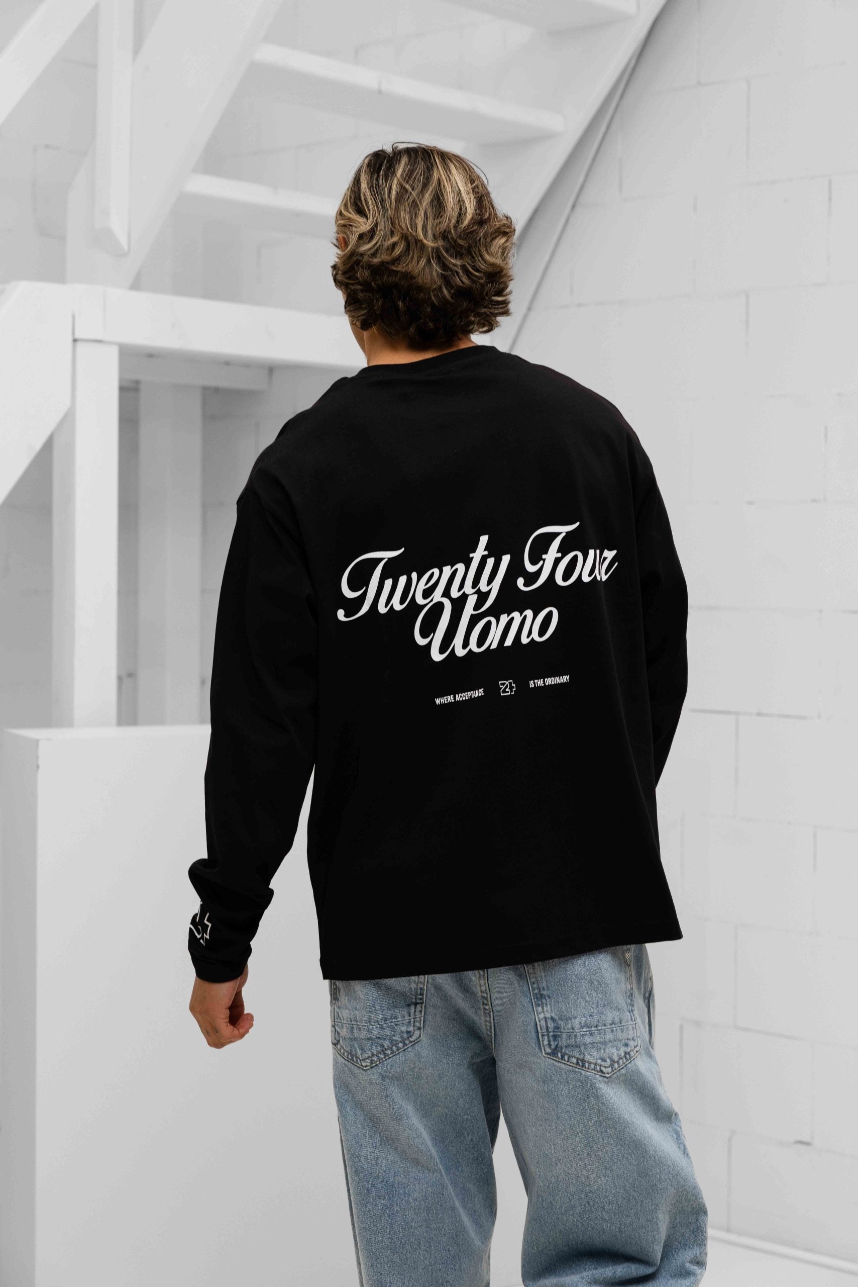 Classic Script Longsleeve Shirt Heren Zwart PRE-ORDER 20 mei