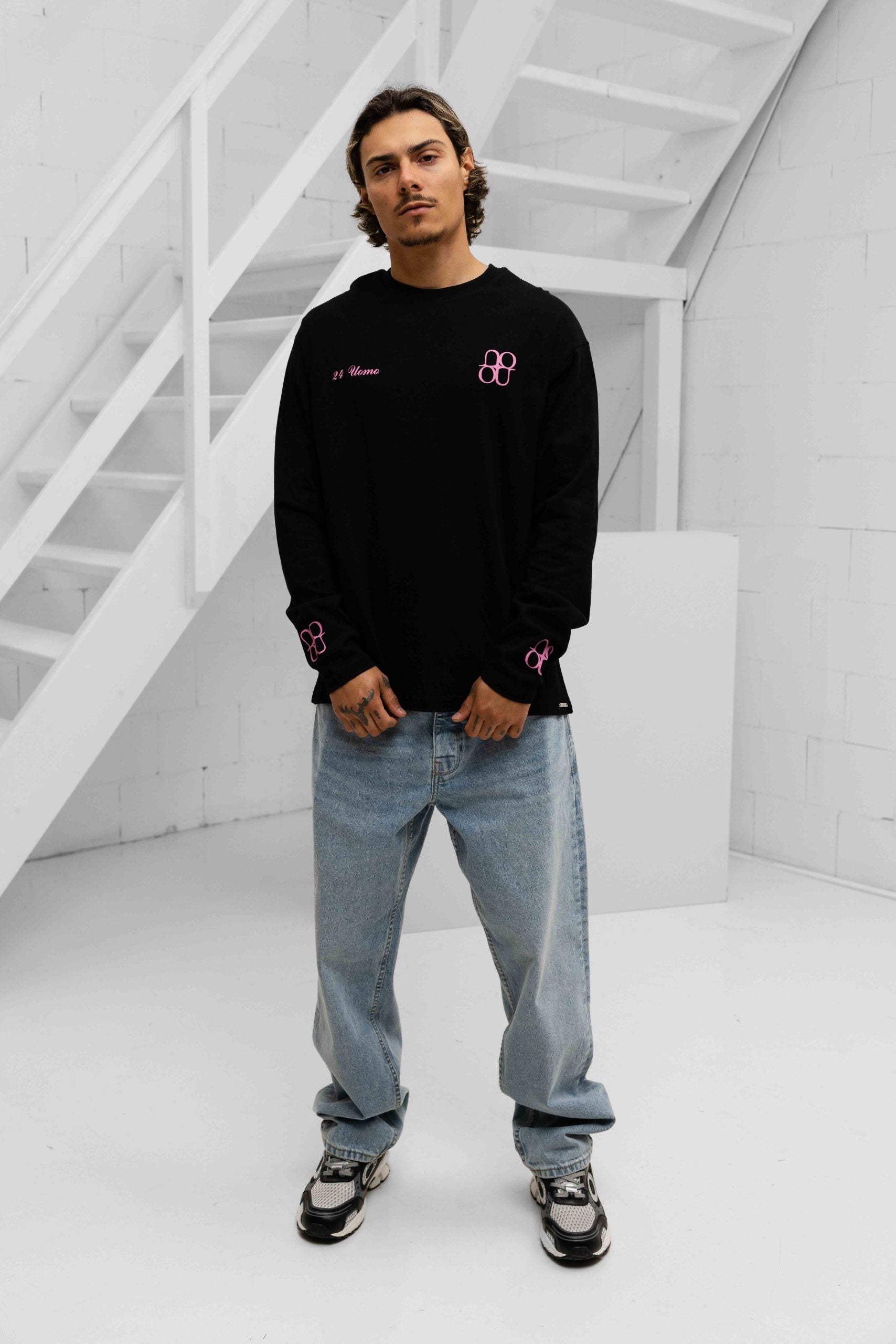 Symbol Longsleeve Shirt Heren Zwart/Roze
