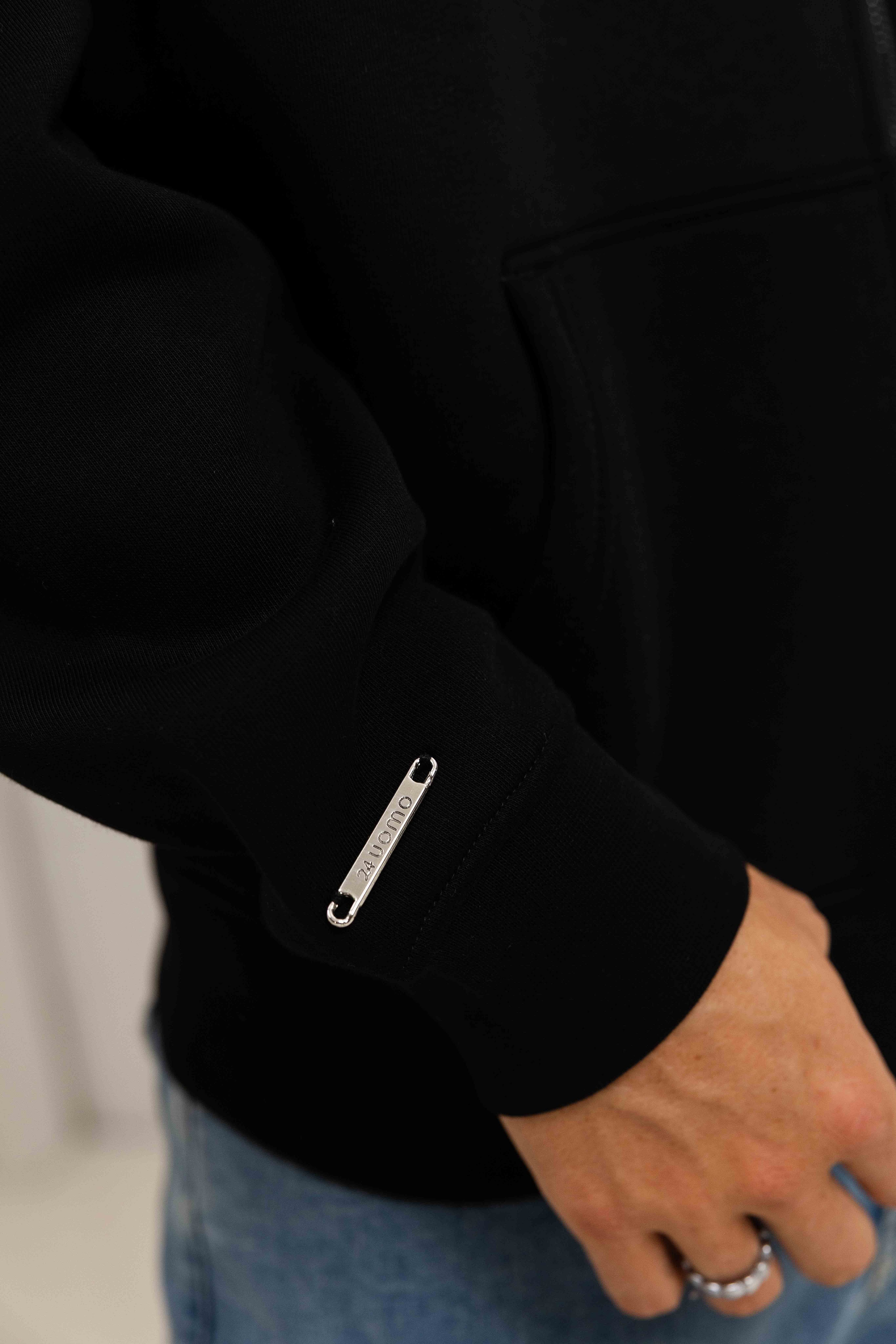 Initial Zip Hoodie Black