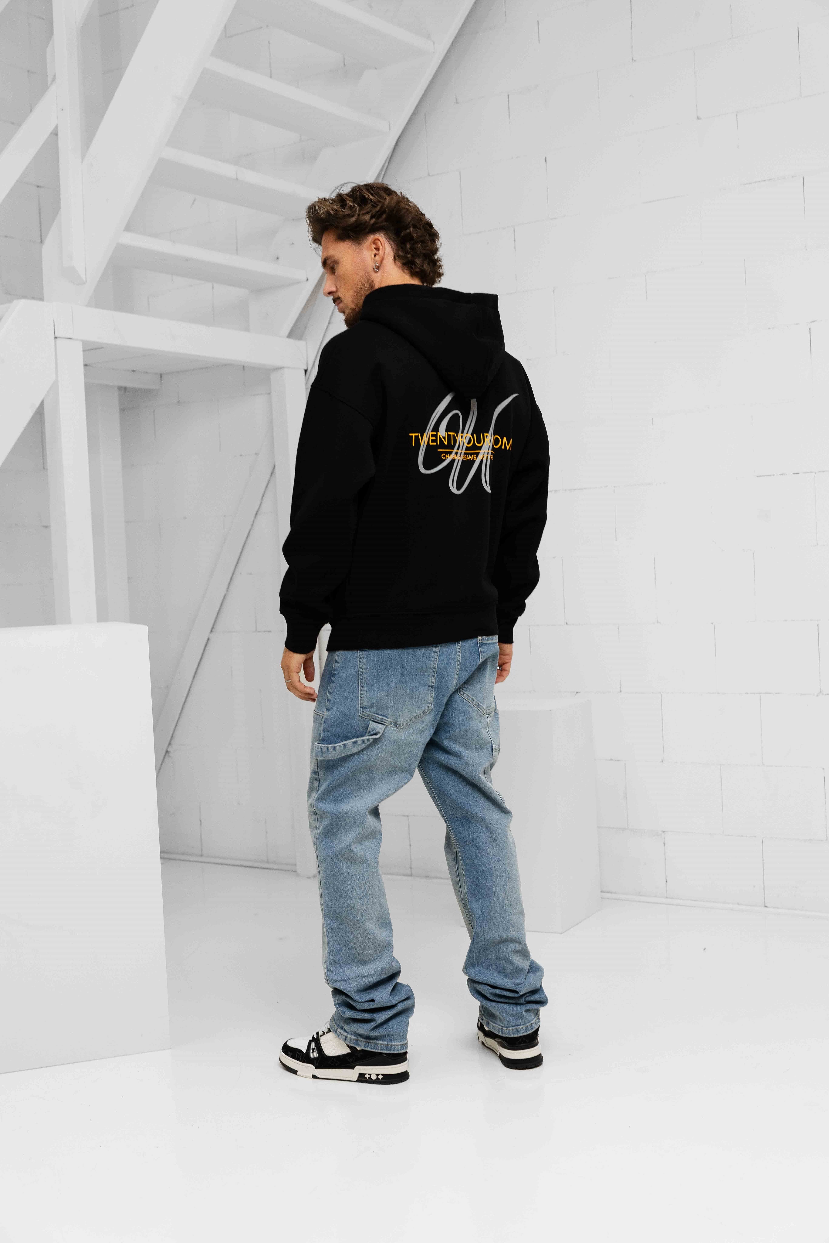 Initial Zip Hoodie Black
