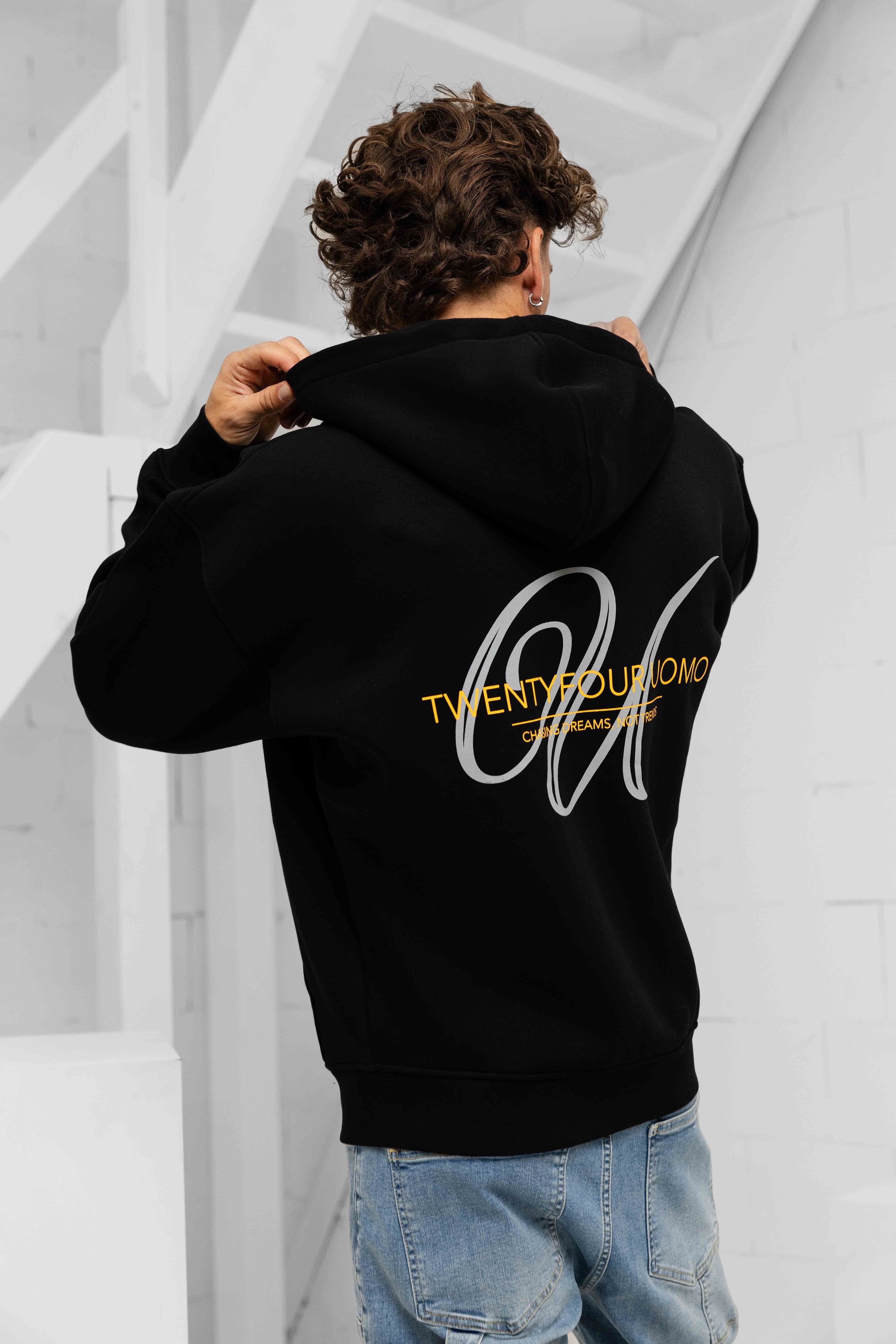 Initial Zip Hoodie Black