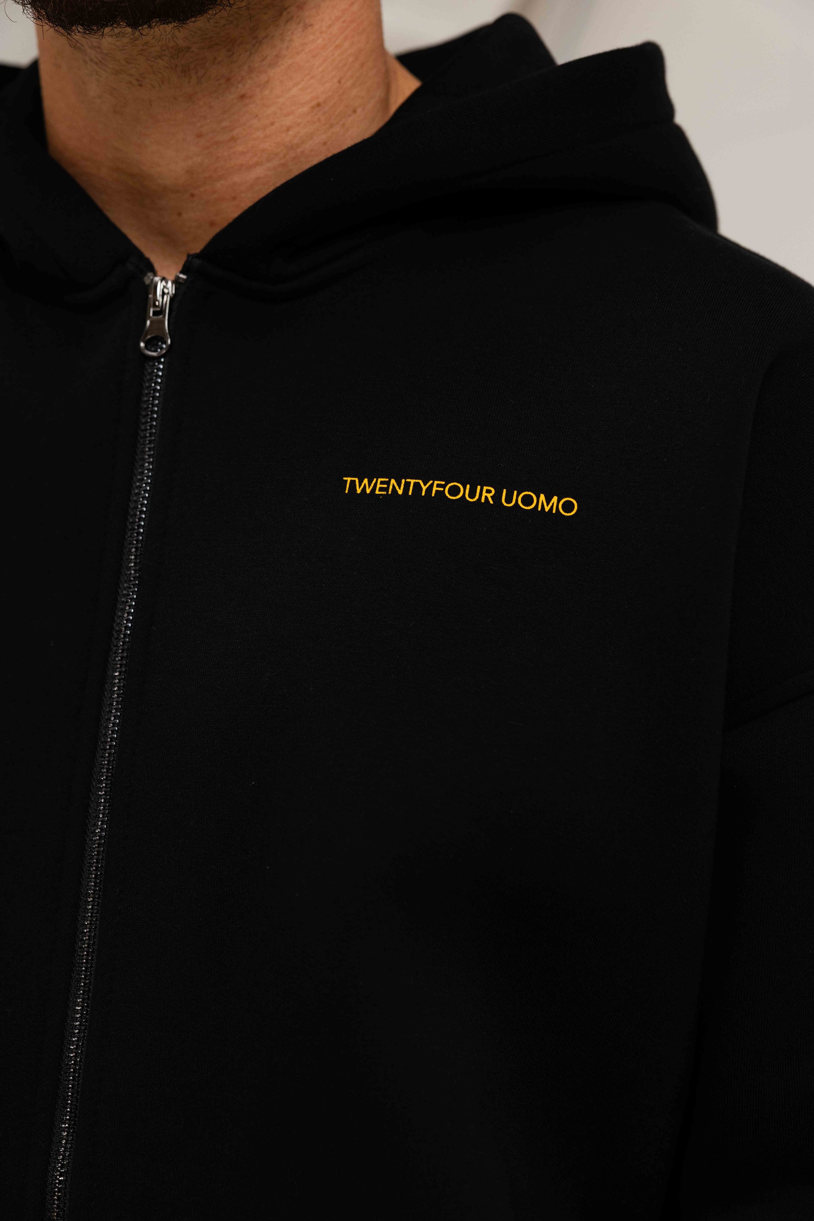 Initial Zip Hoodie Black