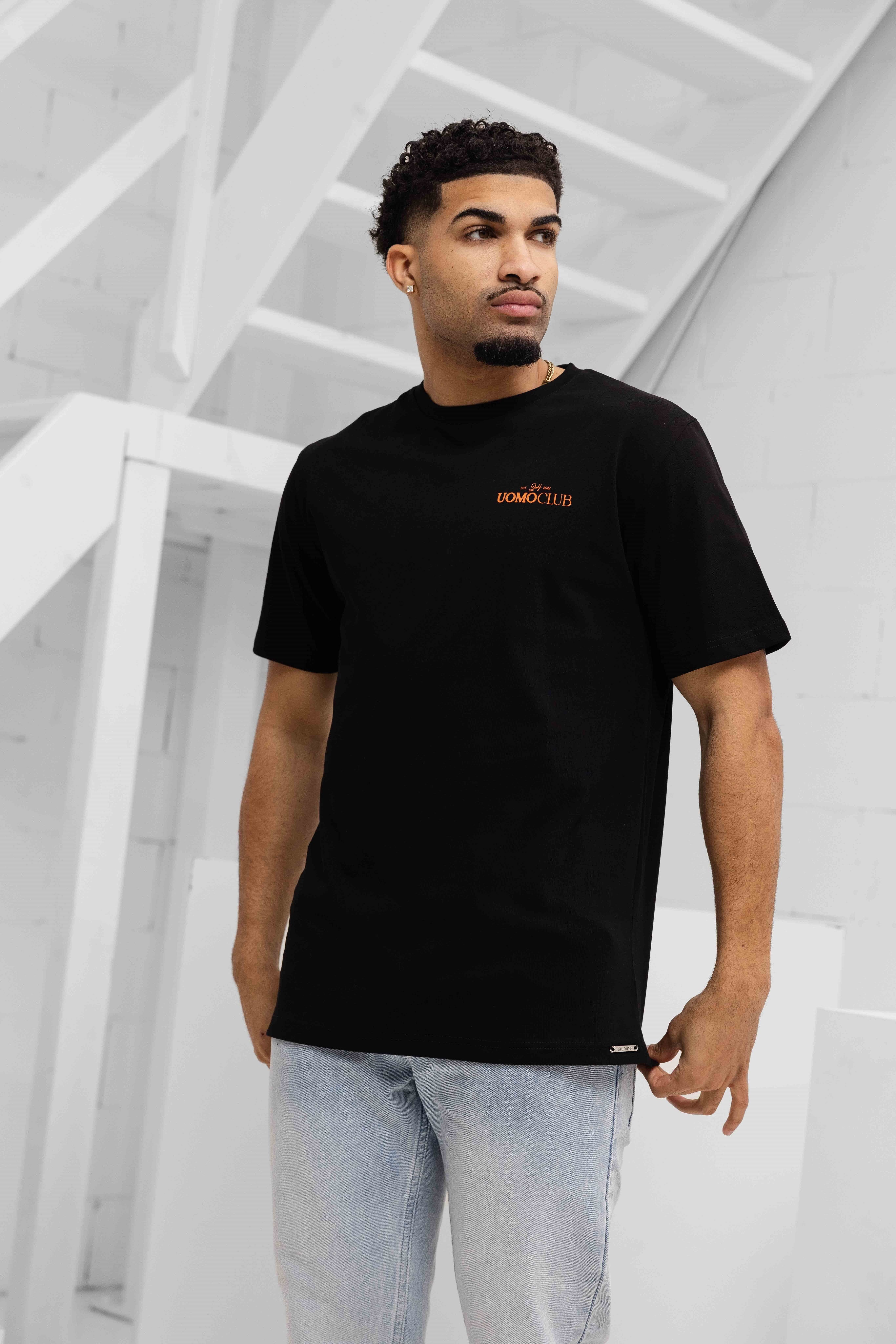 Club T-shirt Heren Zwart/Oranje