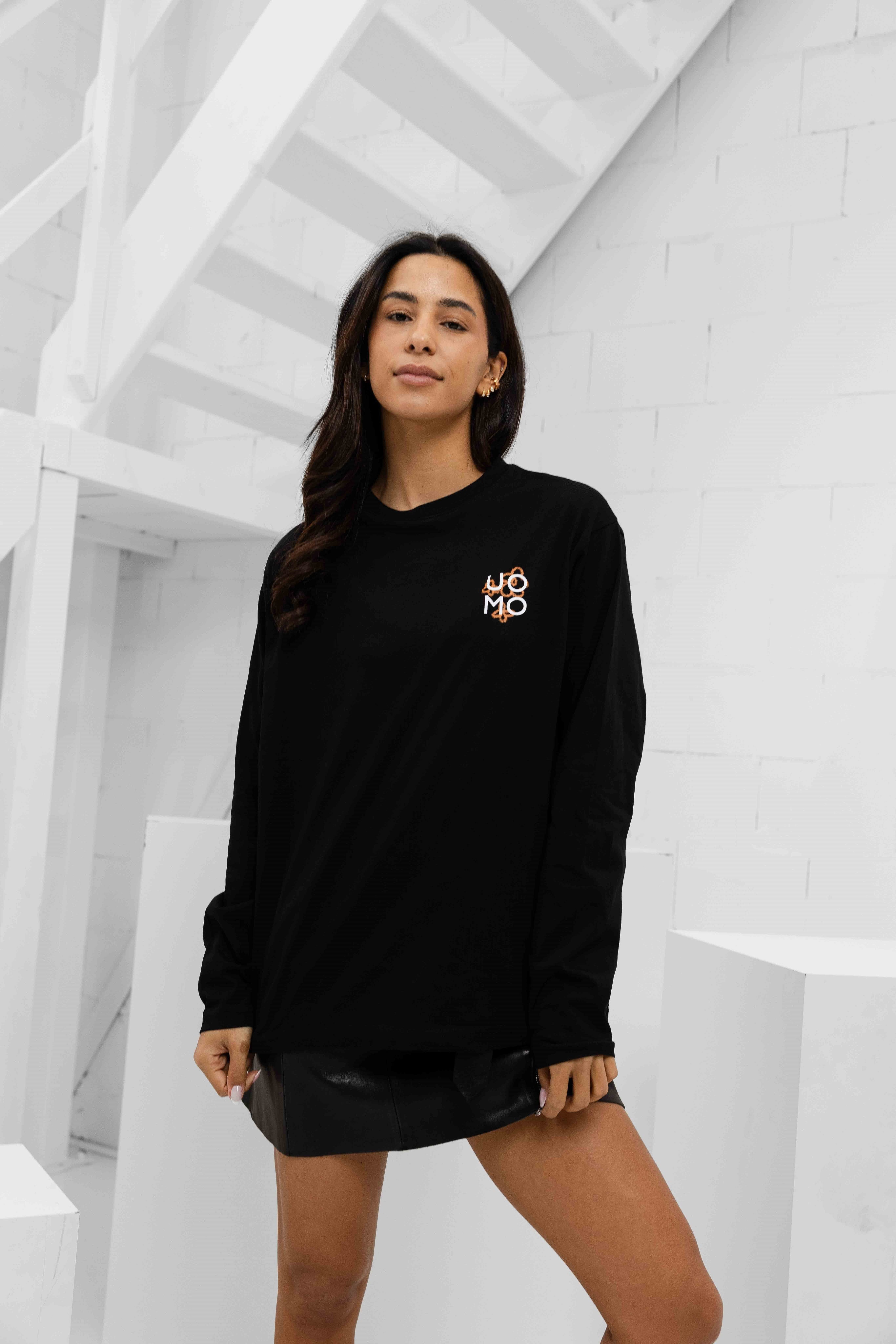 Flora 2.0 Longsleeve Shirt Dames Zwart/Oranje