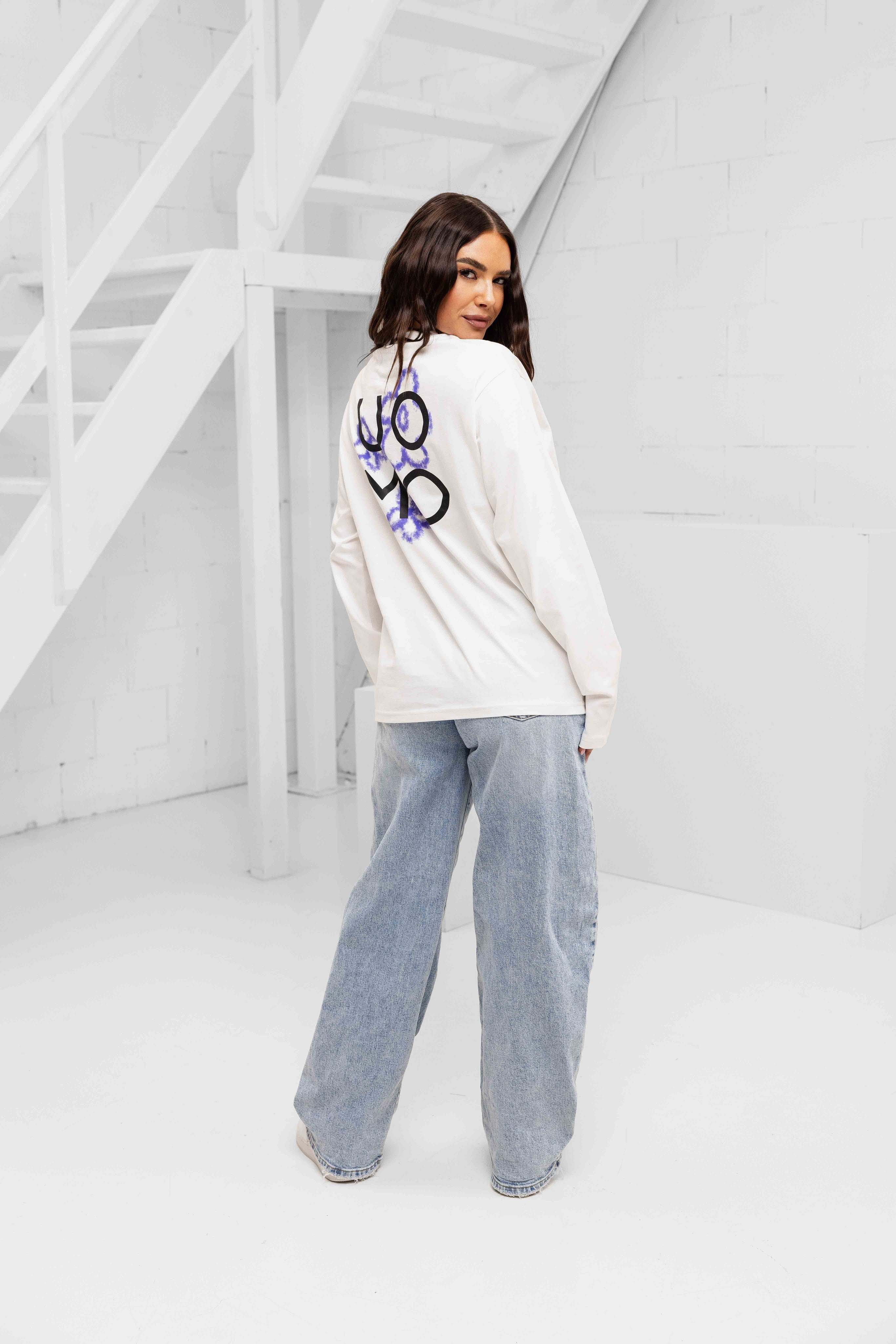 Flora 2.0 Longsleeve Shirt Dames Off-White/Blue