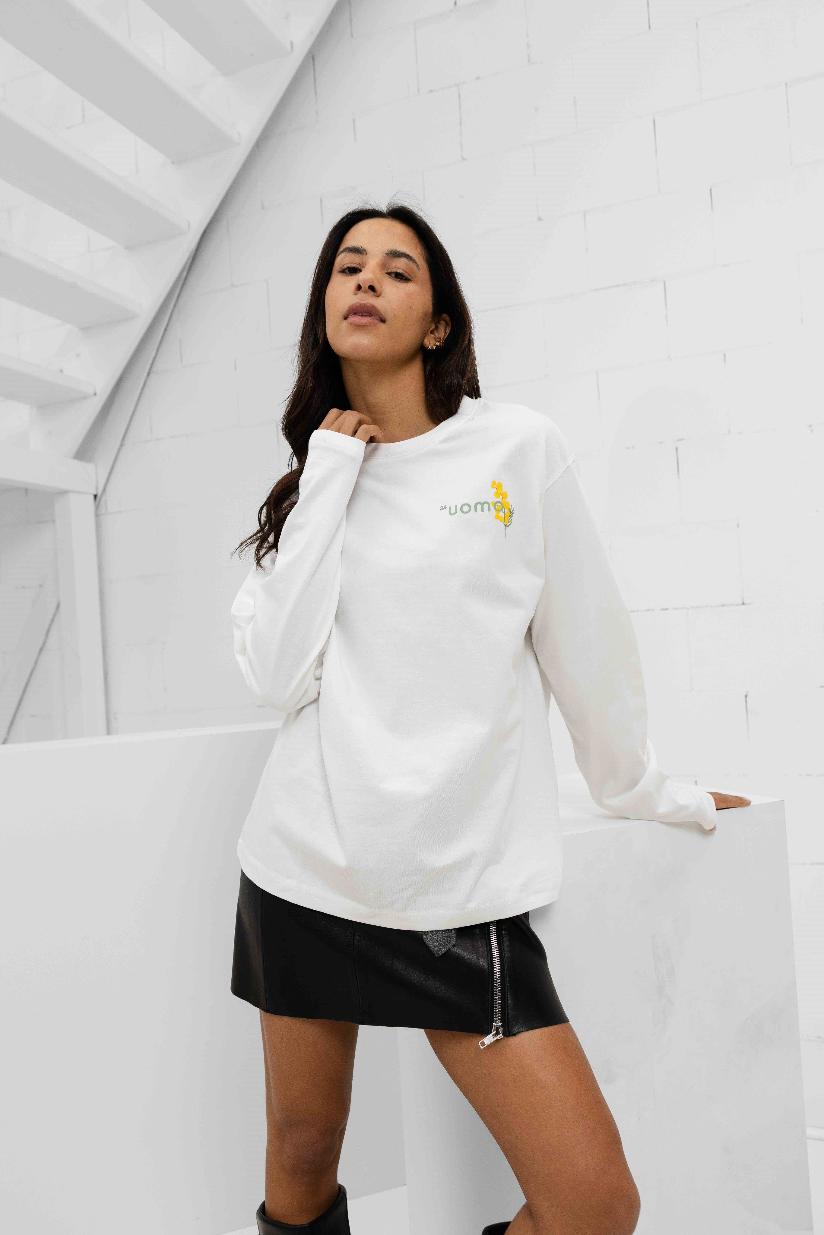 Flower Longsleeve Shirt Women Off-White