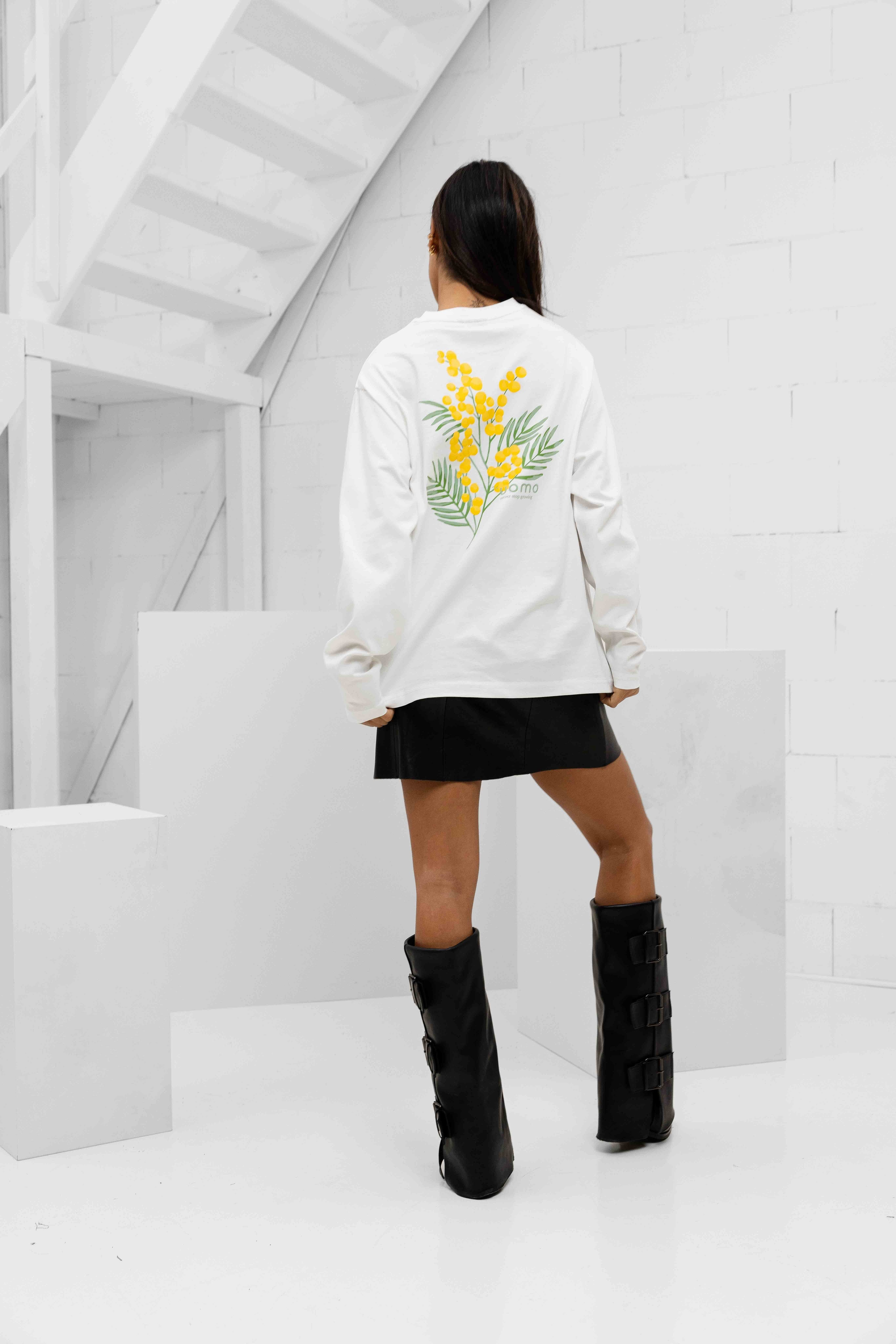 Flower Longsleeve Shirt Women Off-White