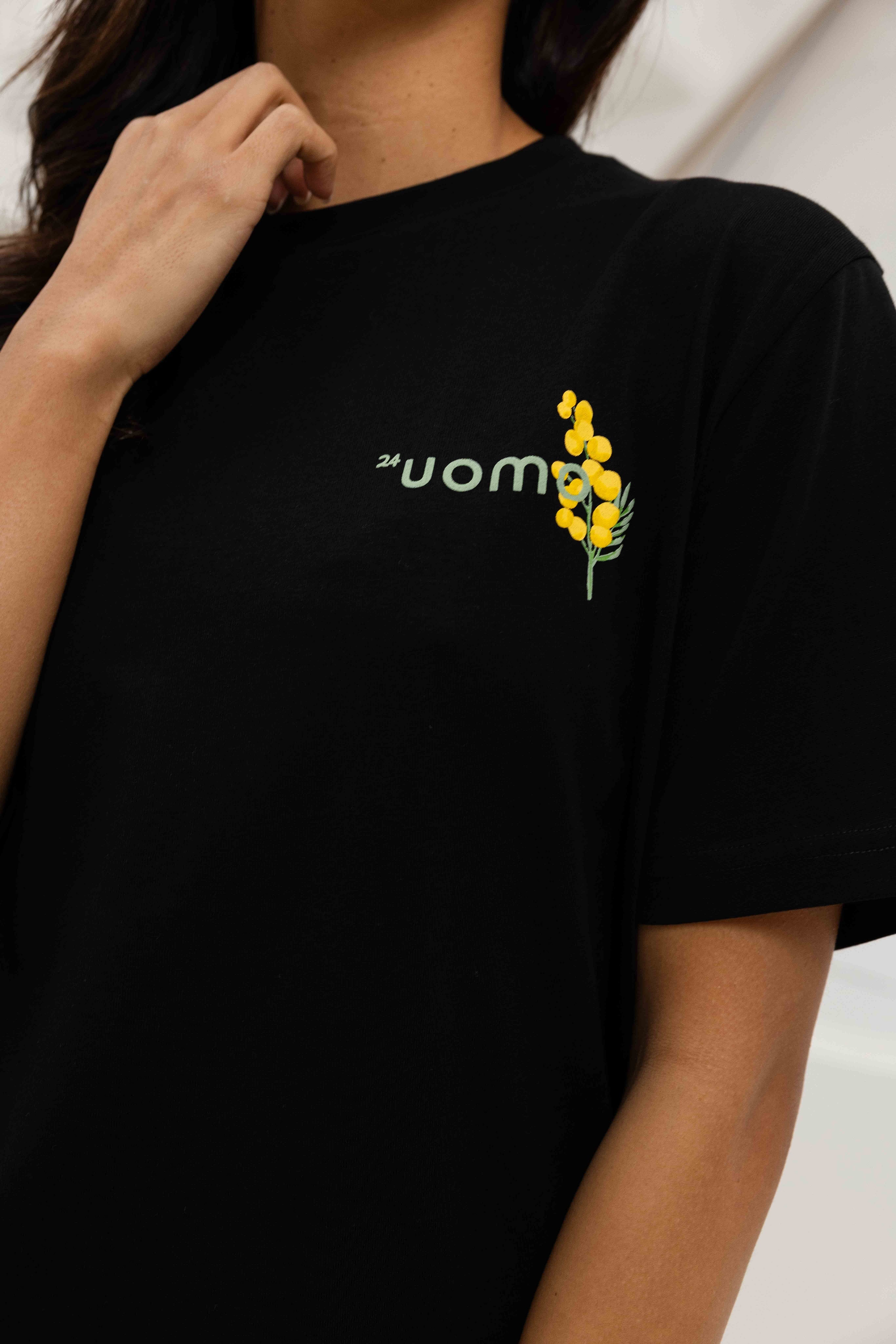 Flower T-shirt Dames Zwart