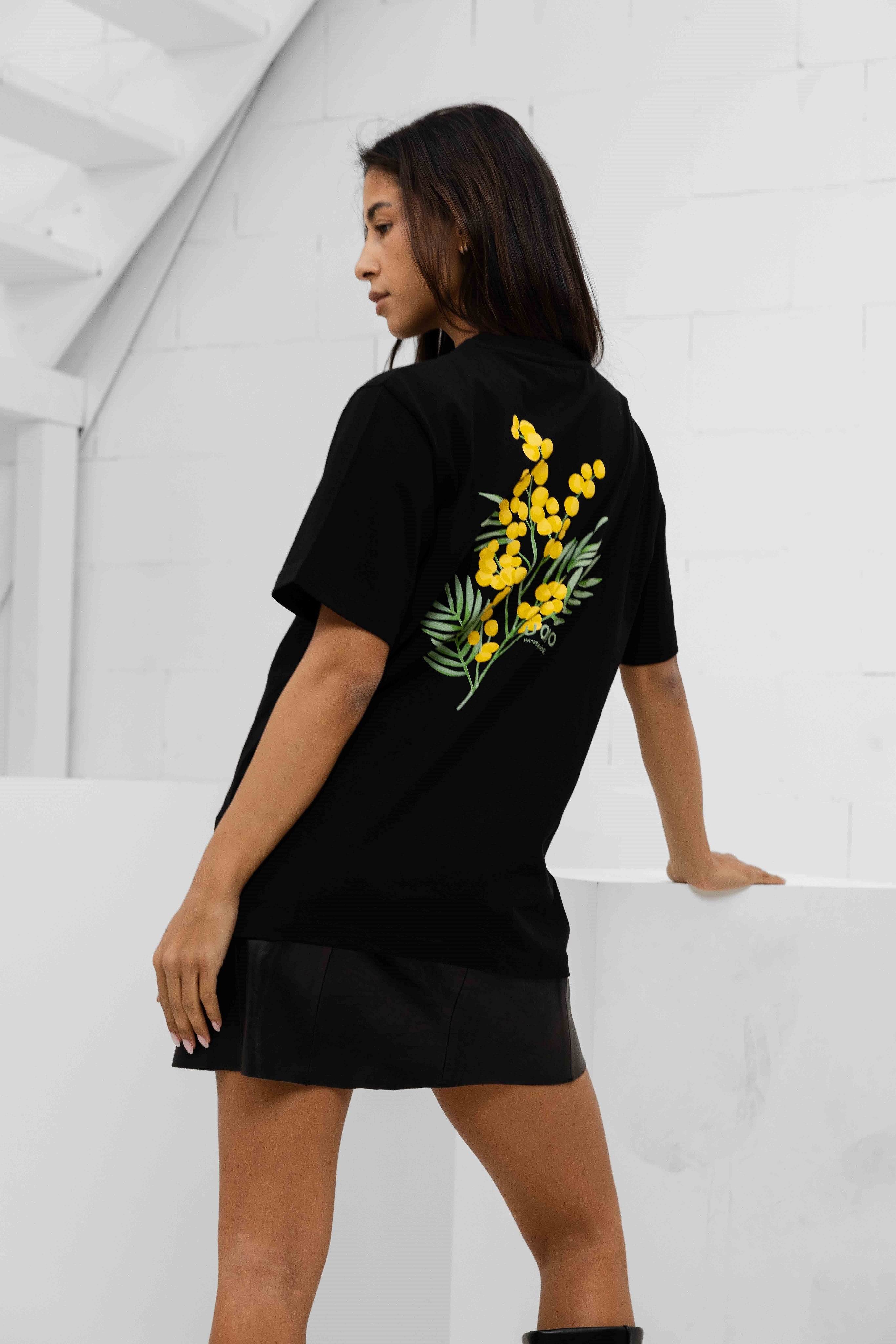 Flower T-shirt Dames Zwart