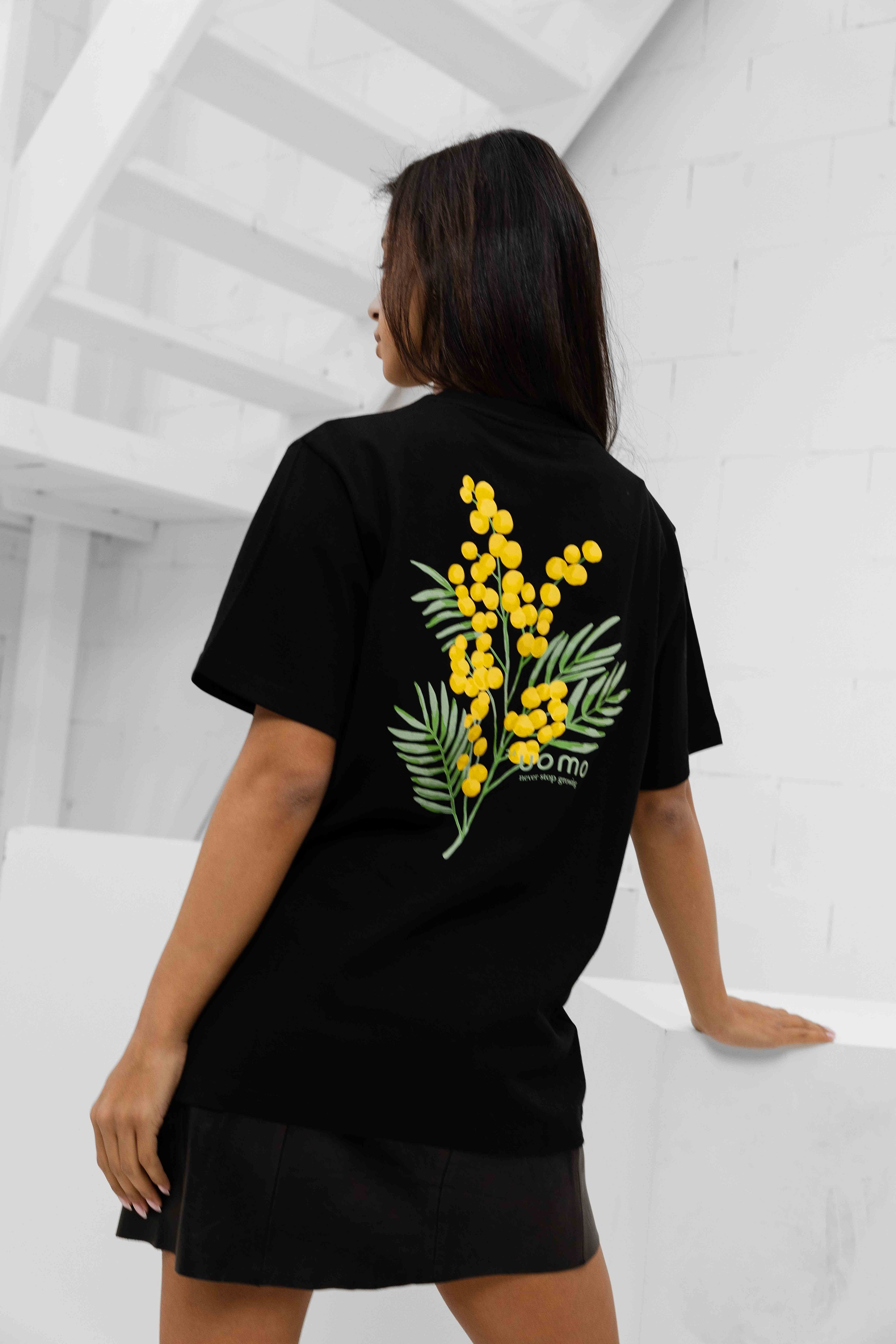 Flower T-shirt Dames Zwart