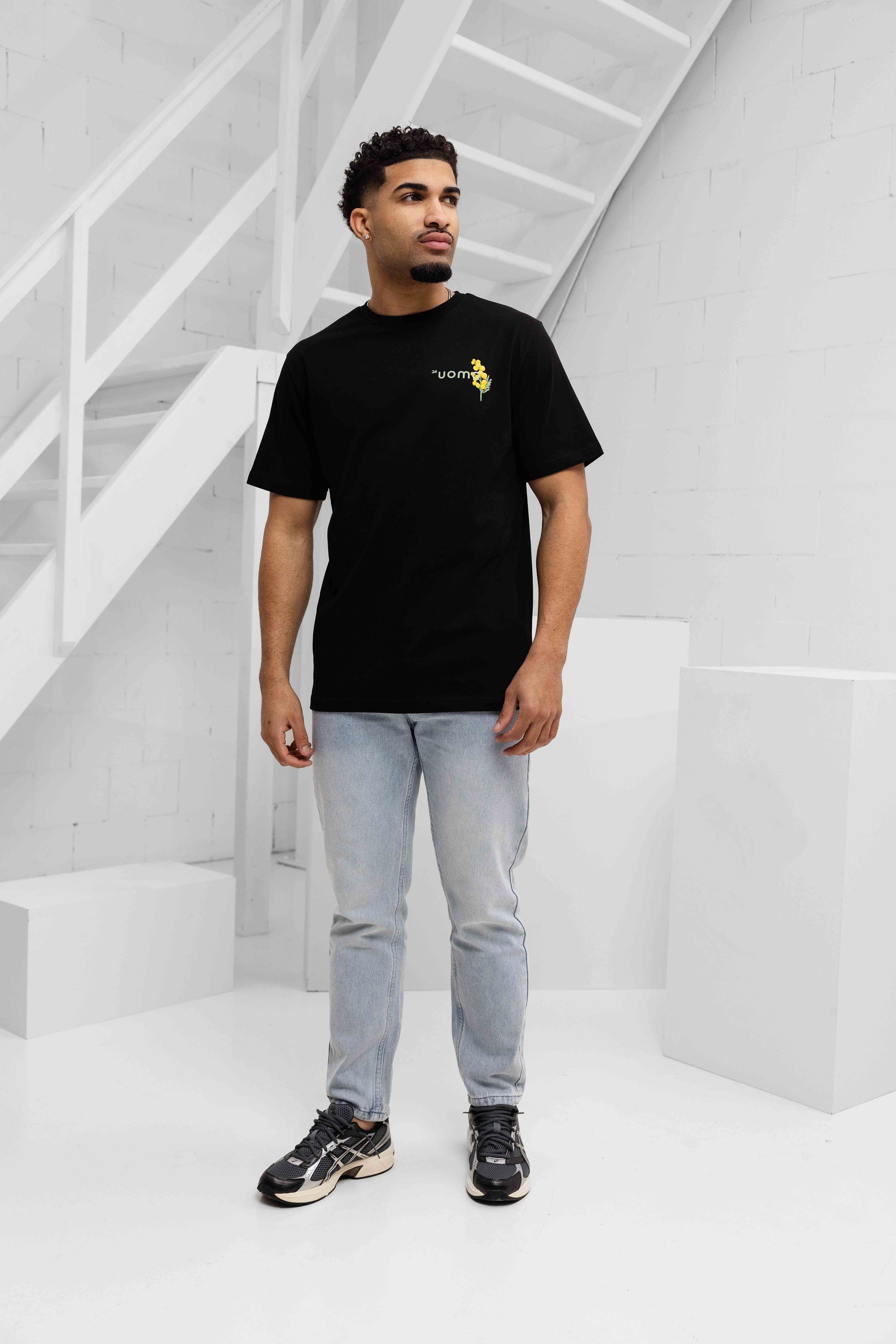 Flower T-shirt Heren Zwart