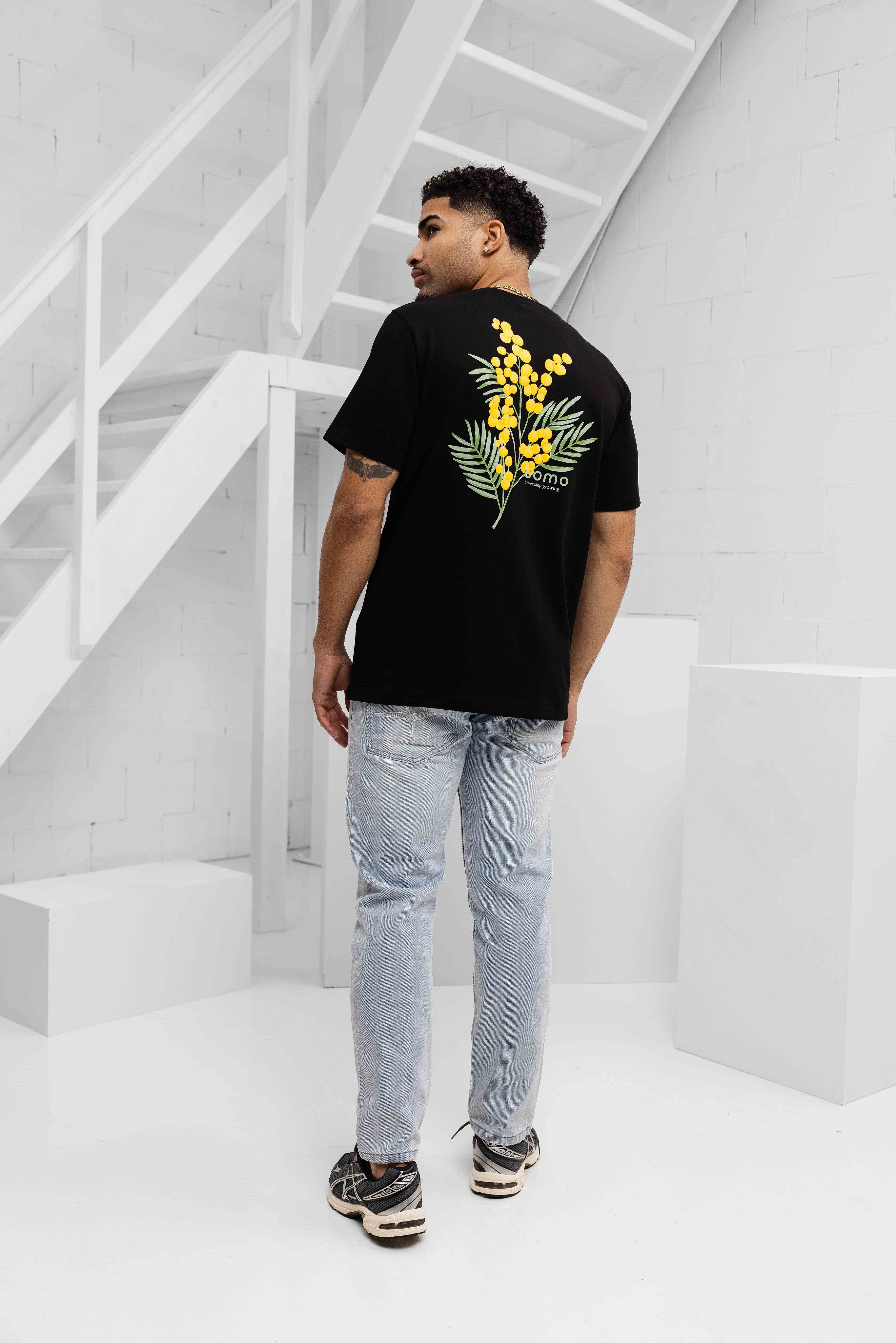 Flower T-shirt Heren Zwart