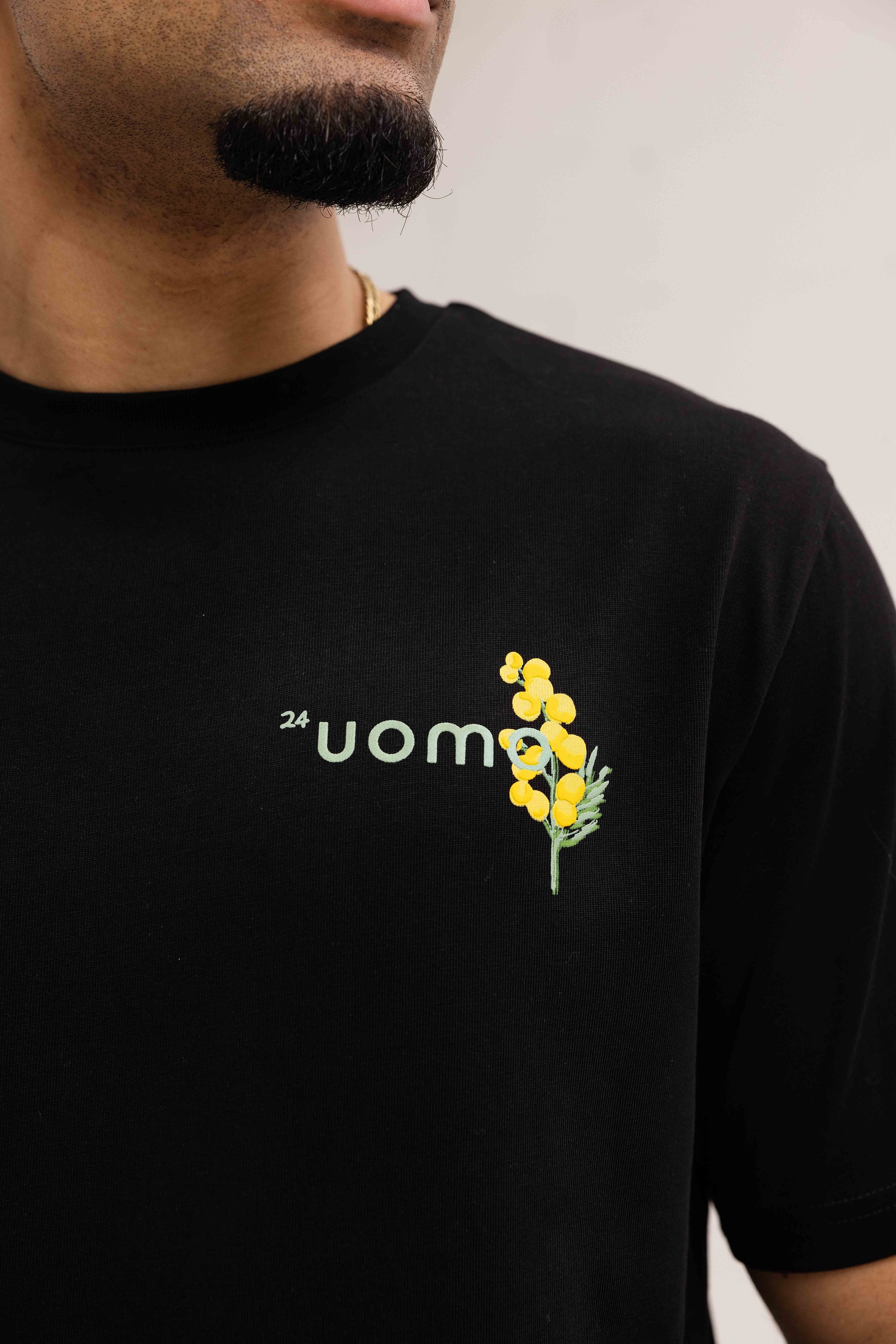 Flower T-shirt Heren Zwart