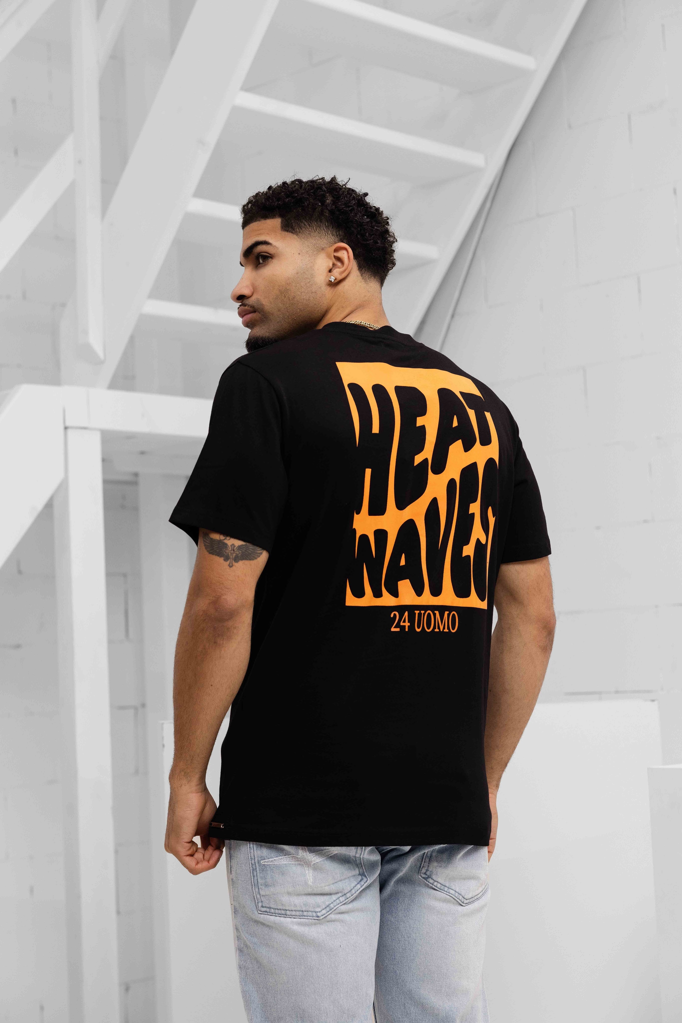 Heat Wave T-shirt Heren Zwart/Oranje