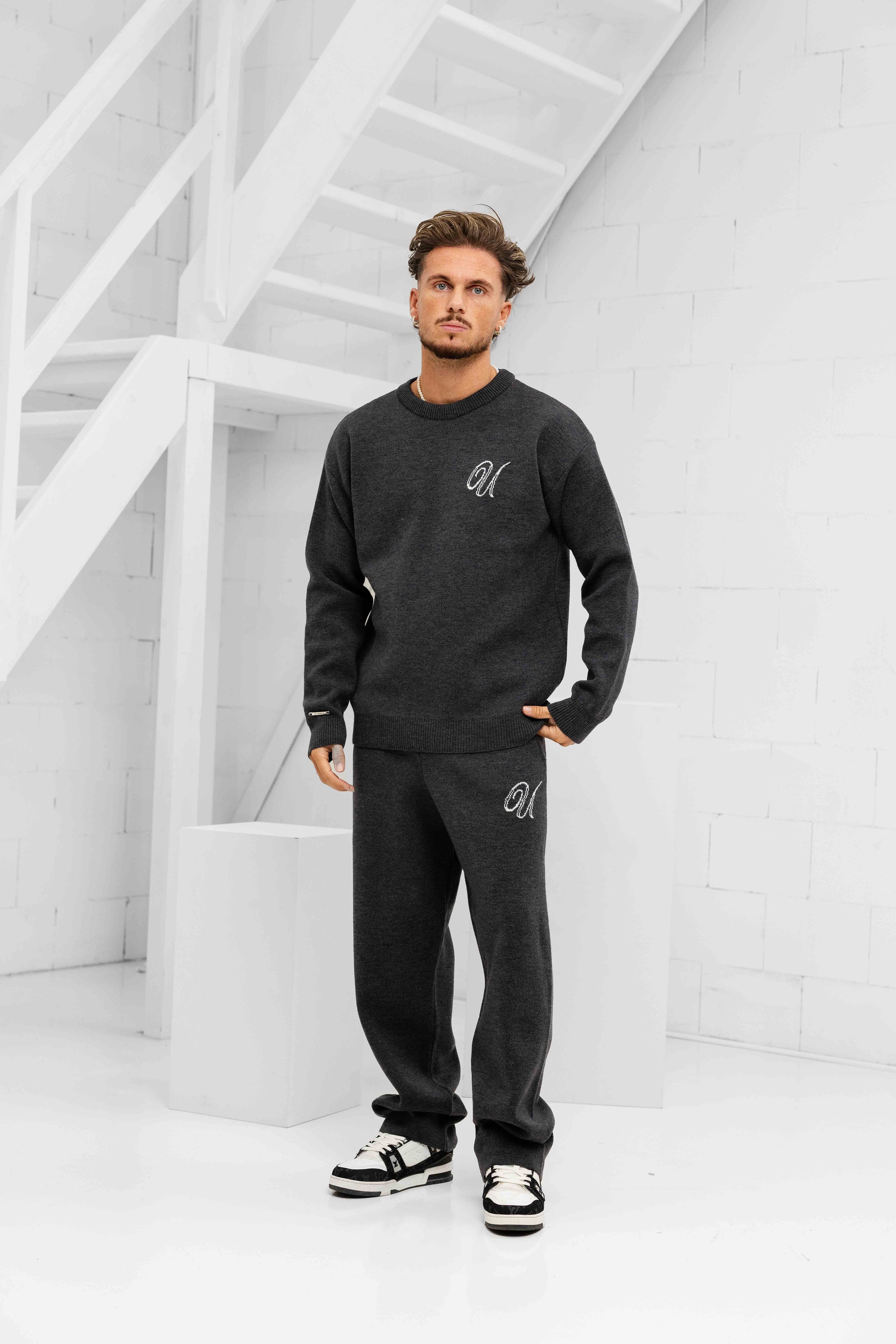 Knitted Trainingspak Heren Dark Grey