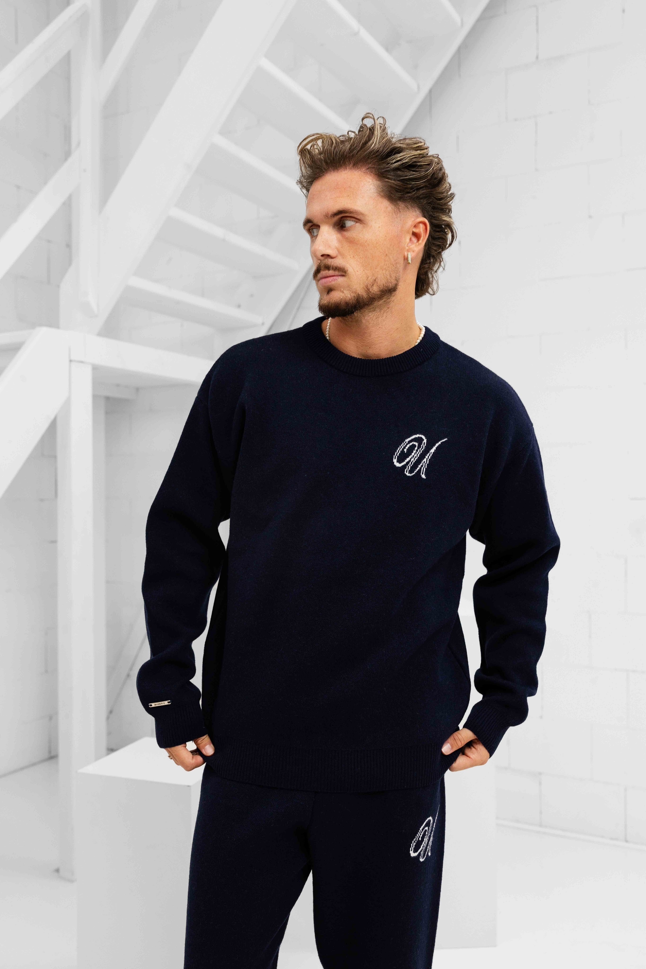 Knitted Trainingspak Heren Navy