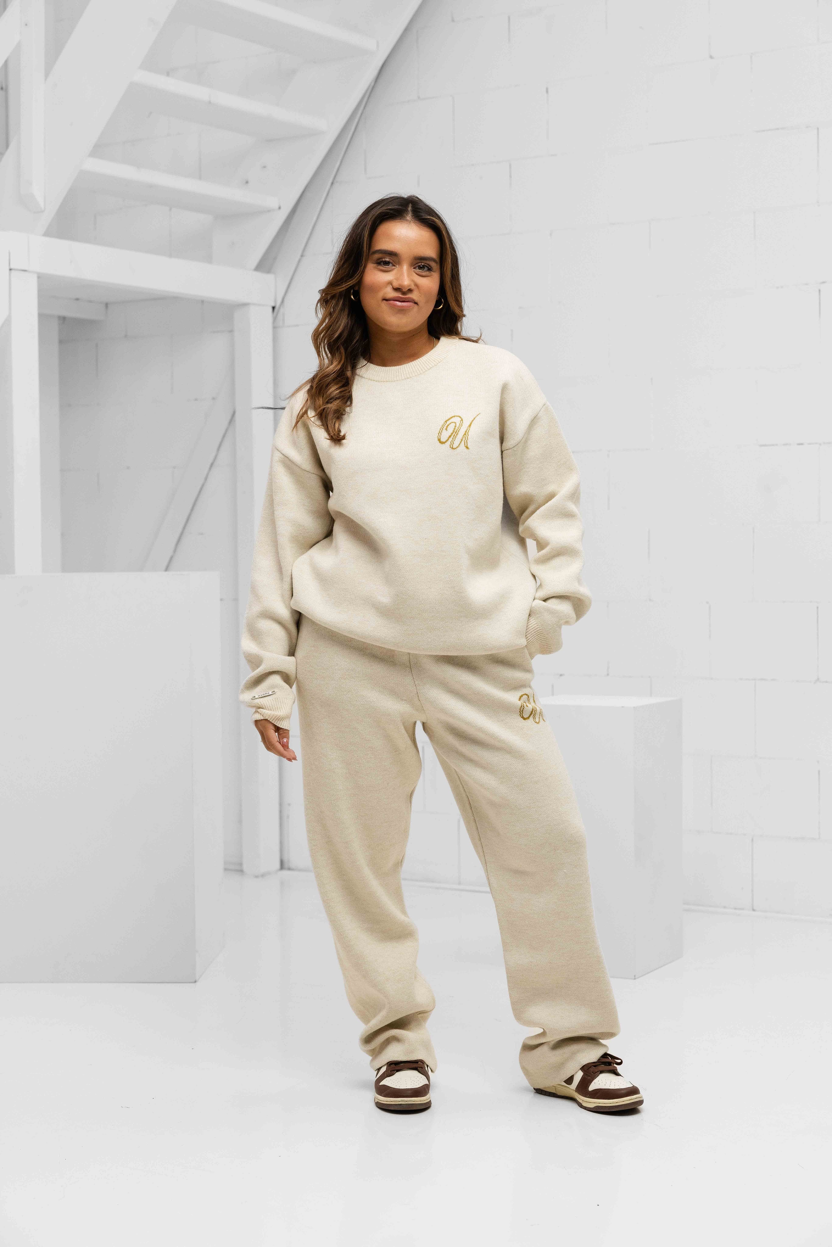 Knitted Trainingspak Dames Sand/Khaki