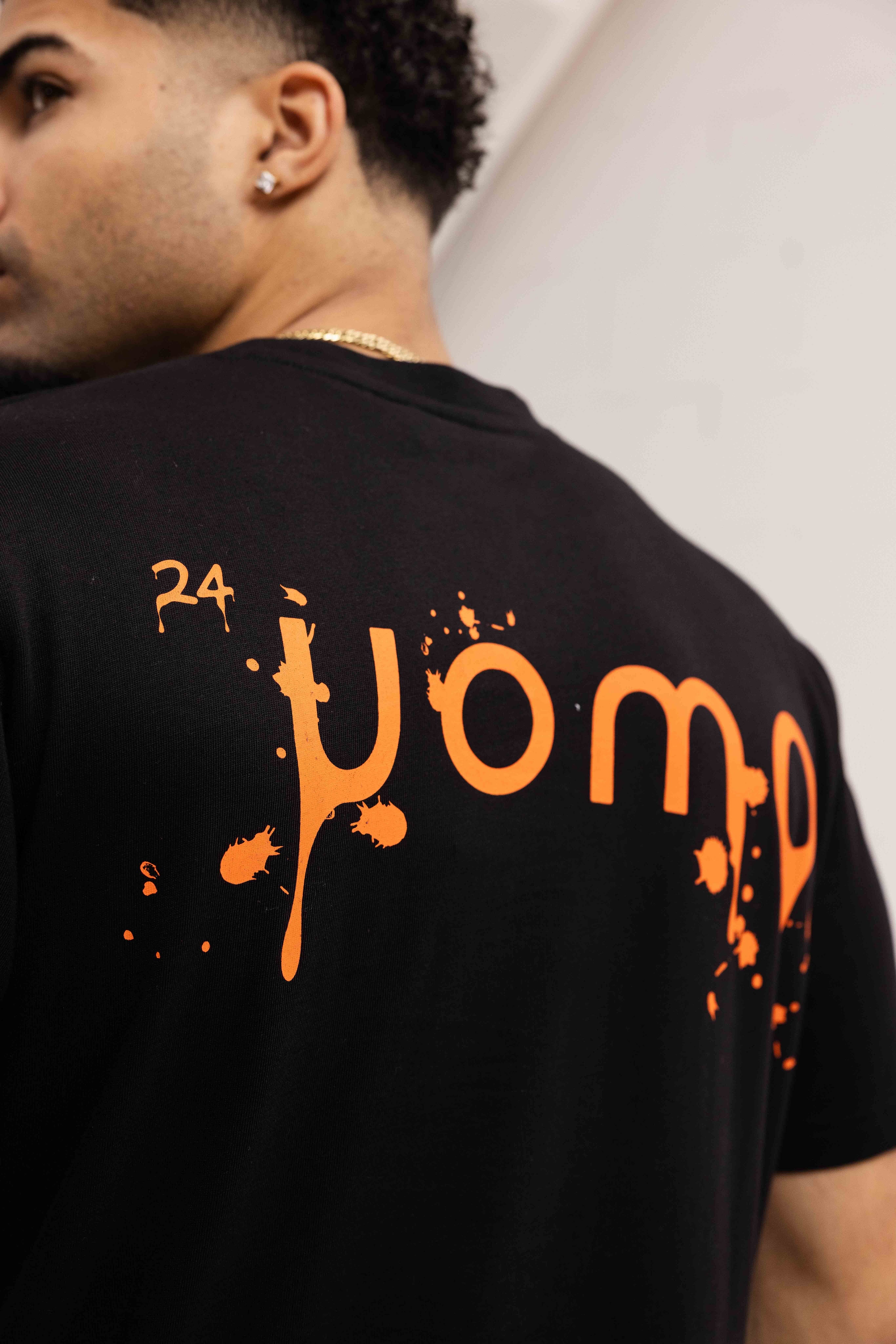 Paint T-shirt Heren Zwart/Oranje