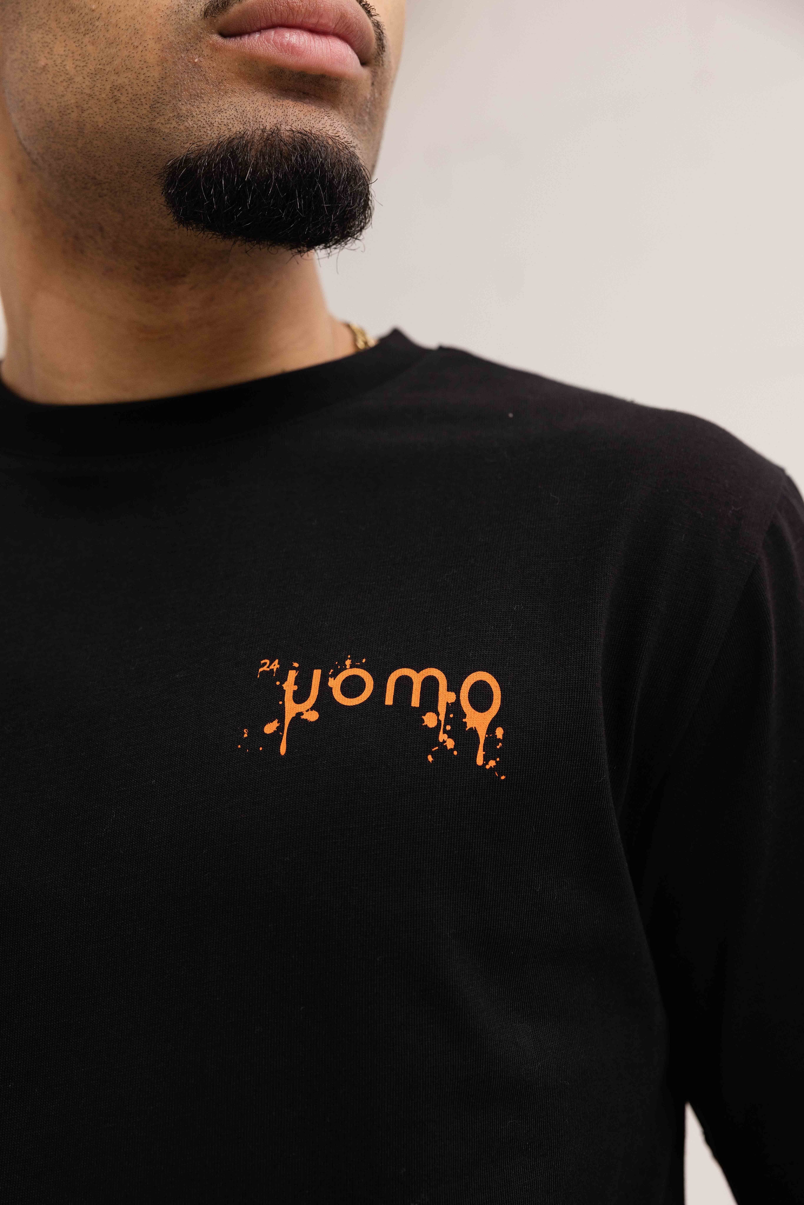 Paint T-shirt Heren Zwart/Oranje